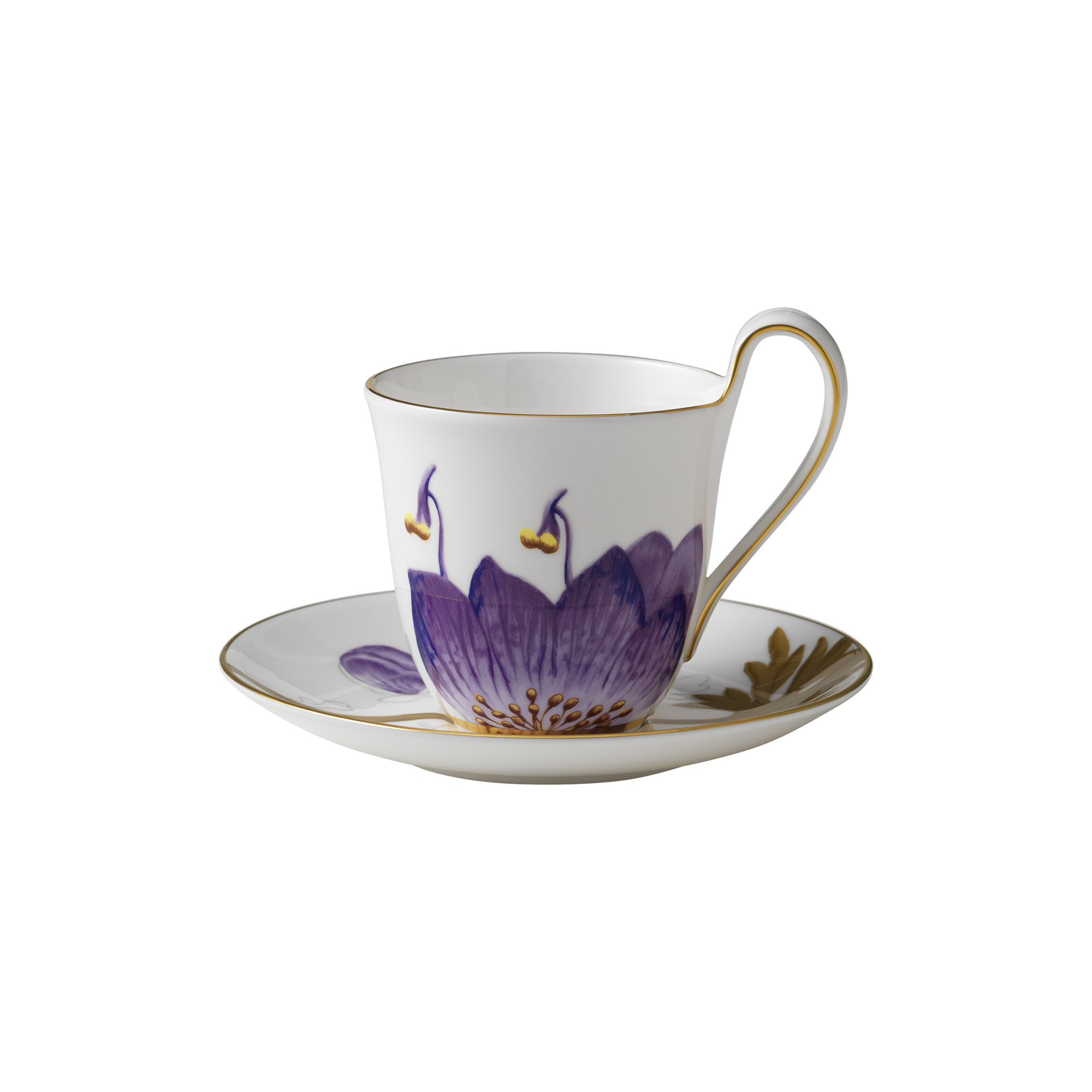 Royal Copenhagen - Flora højhankskop med underkop stedmoderblomst 27 cl