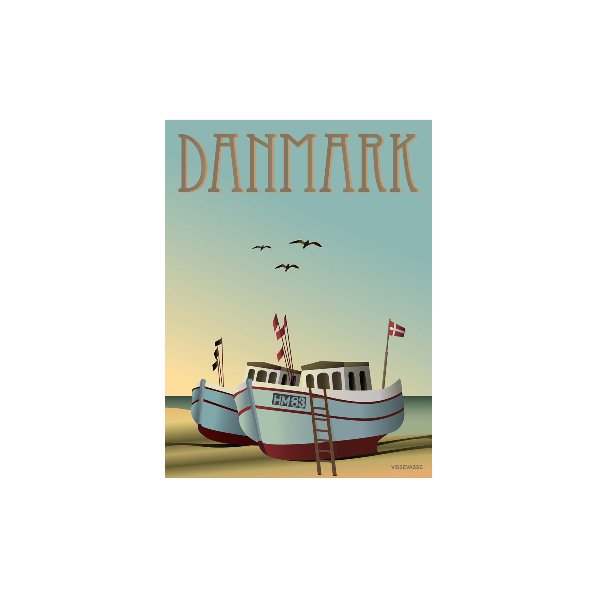 ViSSEVASSE - DANMARK fiskebådene plakat - 30x40 cm