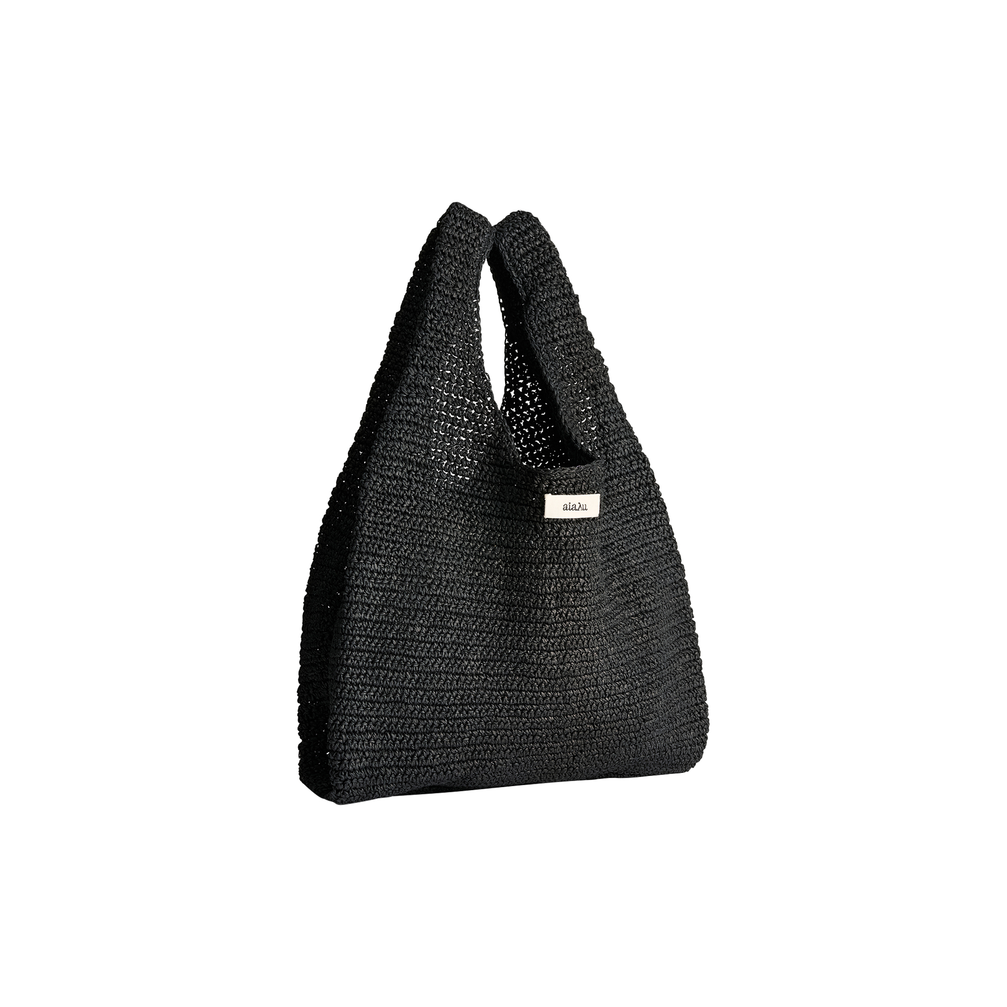 Aiayu - Sophia Straw Bag Medium, black