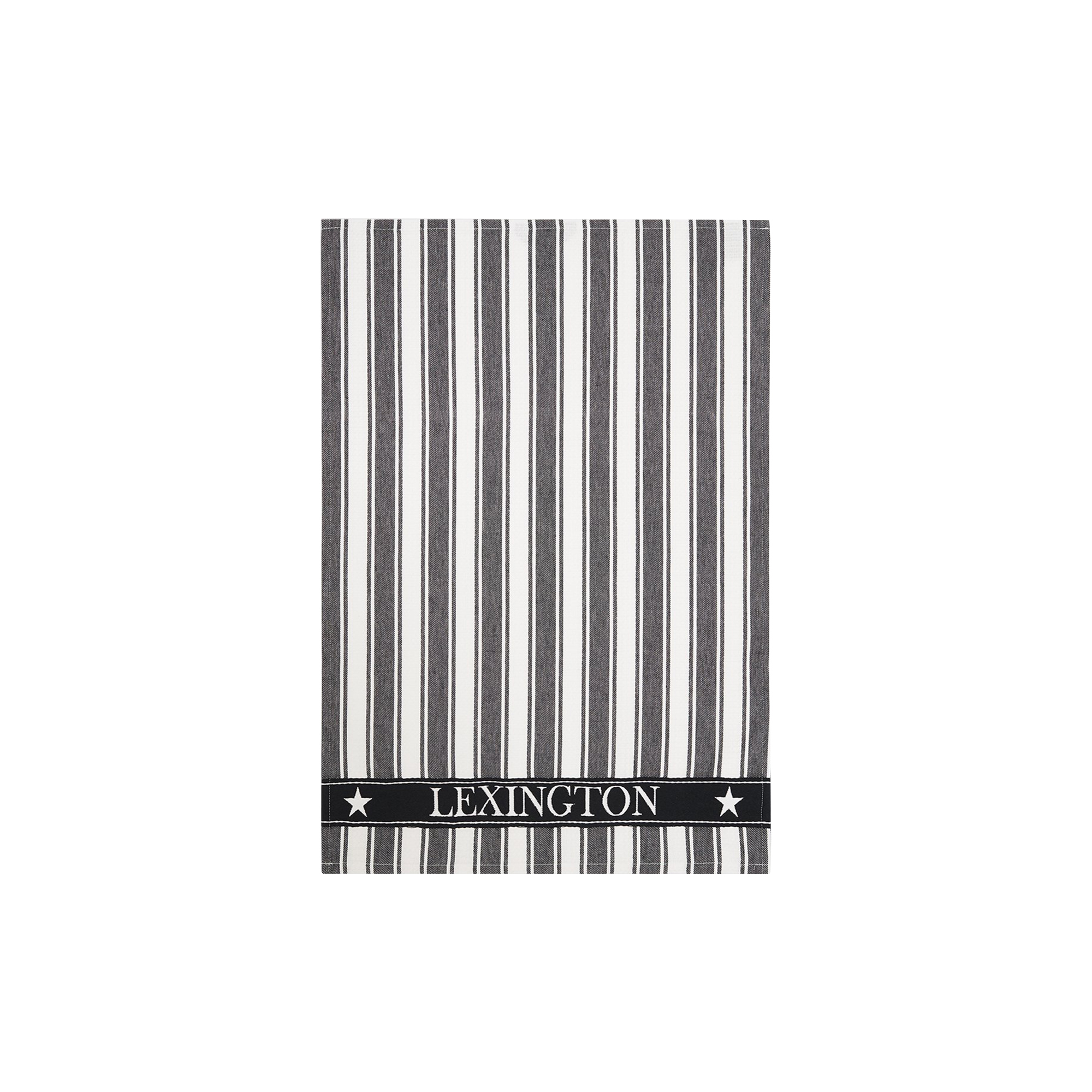 Lexington - Icons Cotton Twill Waffle Striped Kitchen Towel, black/white