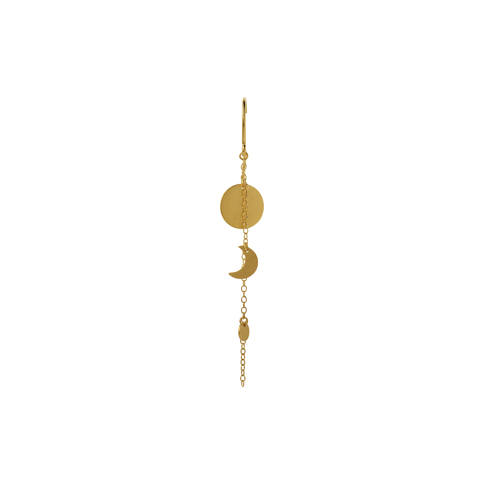 Stine A Jewelry - Sun and Moon Earring with Chain Single, gold