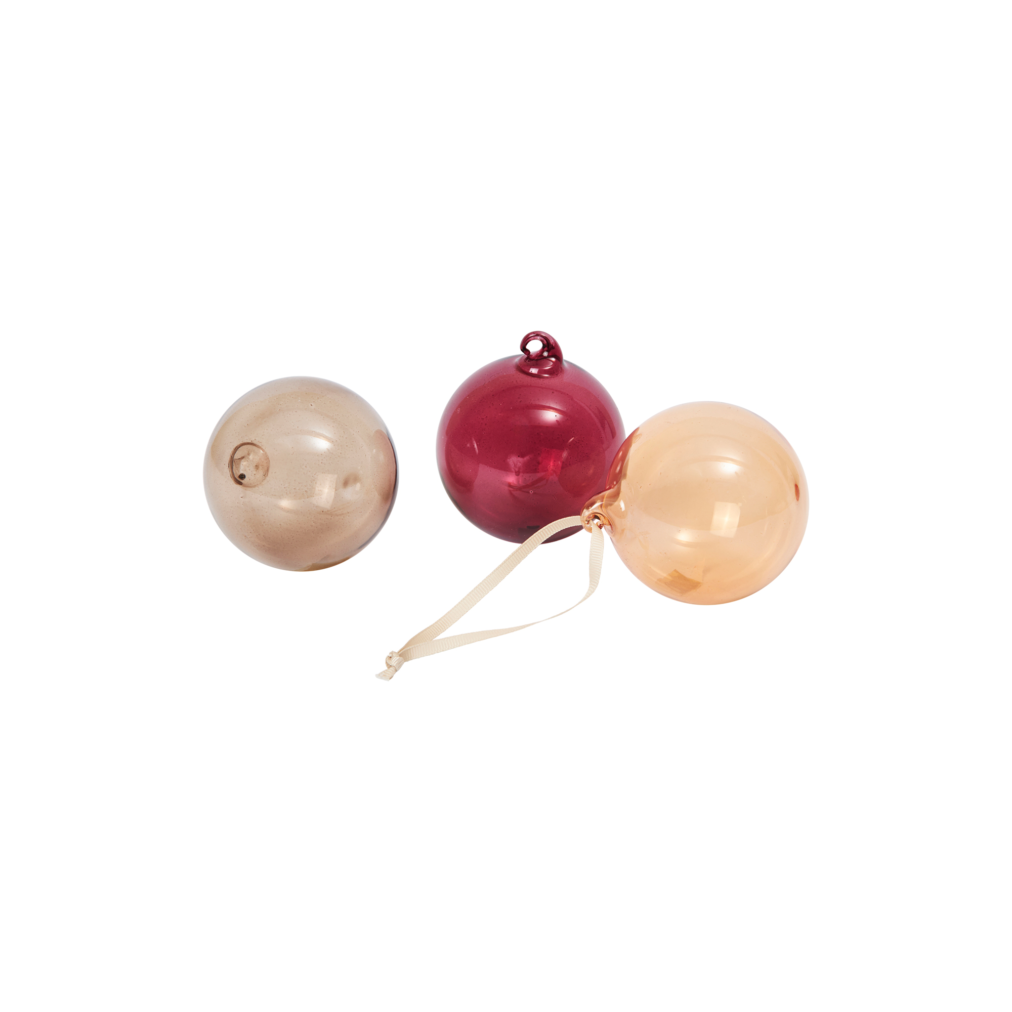 Ferm Living - Glass Baubles M 3 stk., roseate translucent - Medium