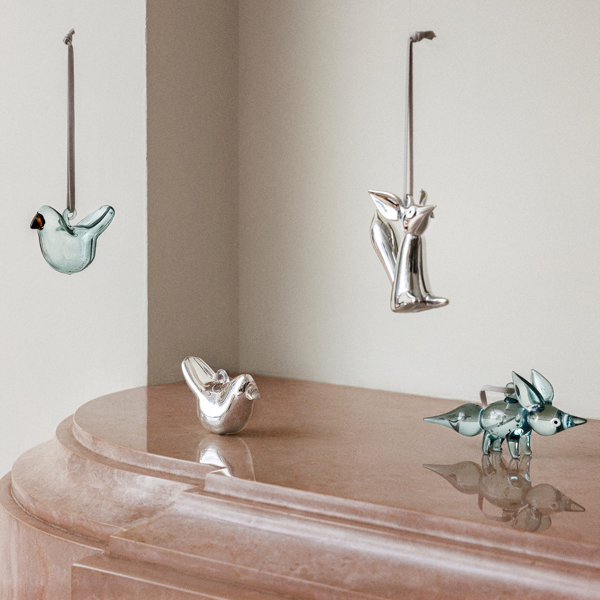 Iittala - Mini glasfugle 3-pak, mirror, Iittala Decorations