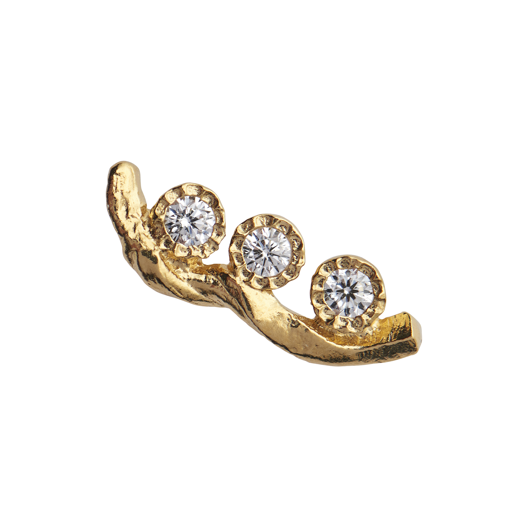 Stine A Jewelry - Flow Earring with Three Stones Single, gold