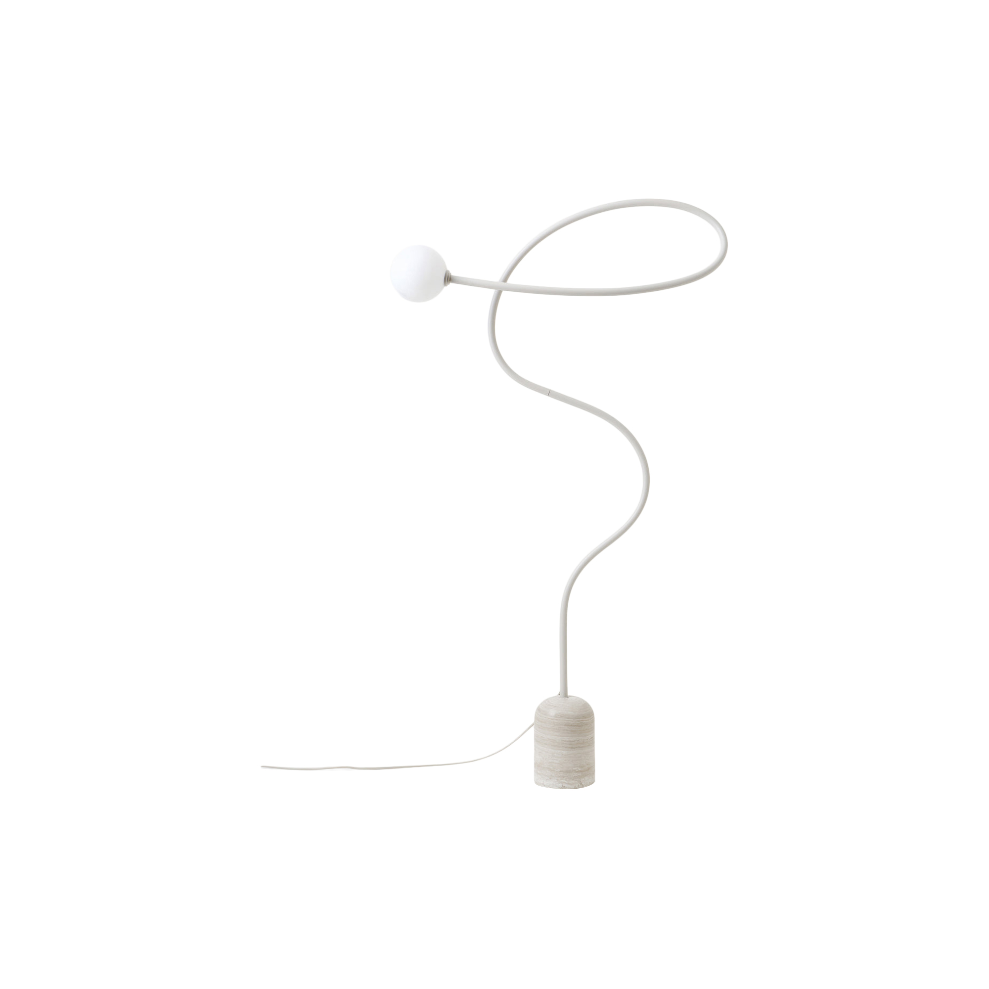 Westwing Collection - Alina Floor Lamp with Marble Base, white/beige