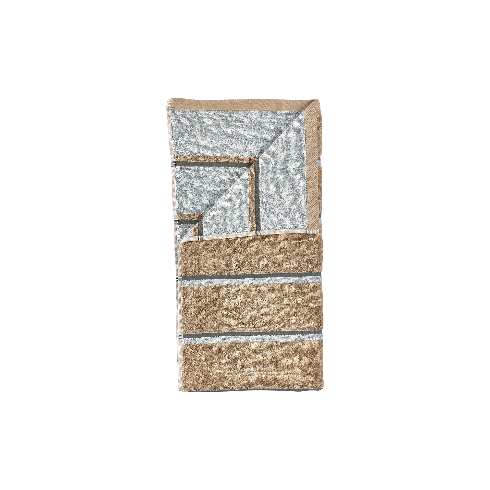 Zone Denmark - Sauna håndklæde, camel/ice blue/olive green - 70x140 cm