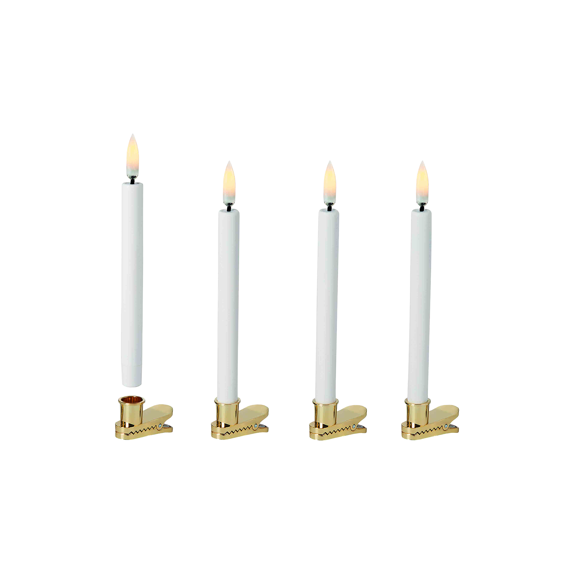 Uyuni Lighting - LED Christmas Tree Taper Candles with Clips 4 pcs, Celebration Collection