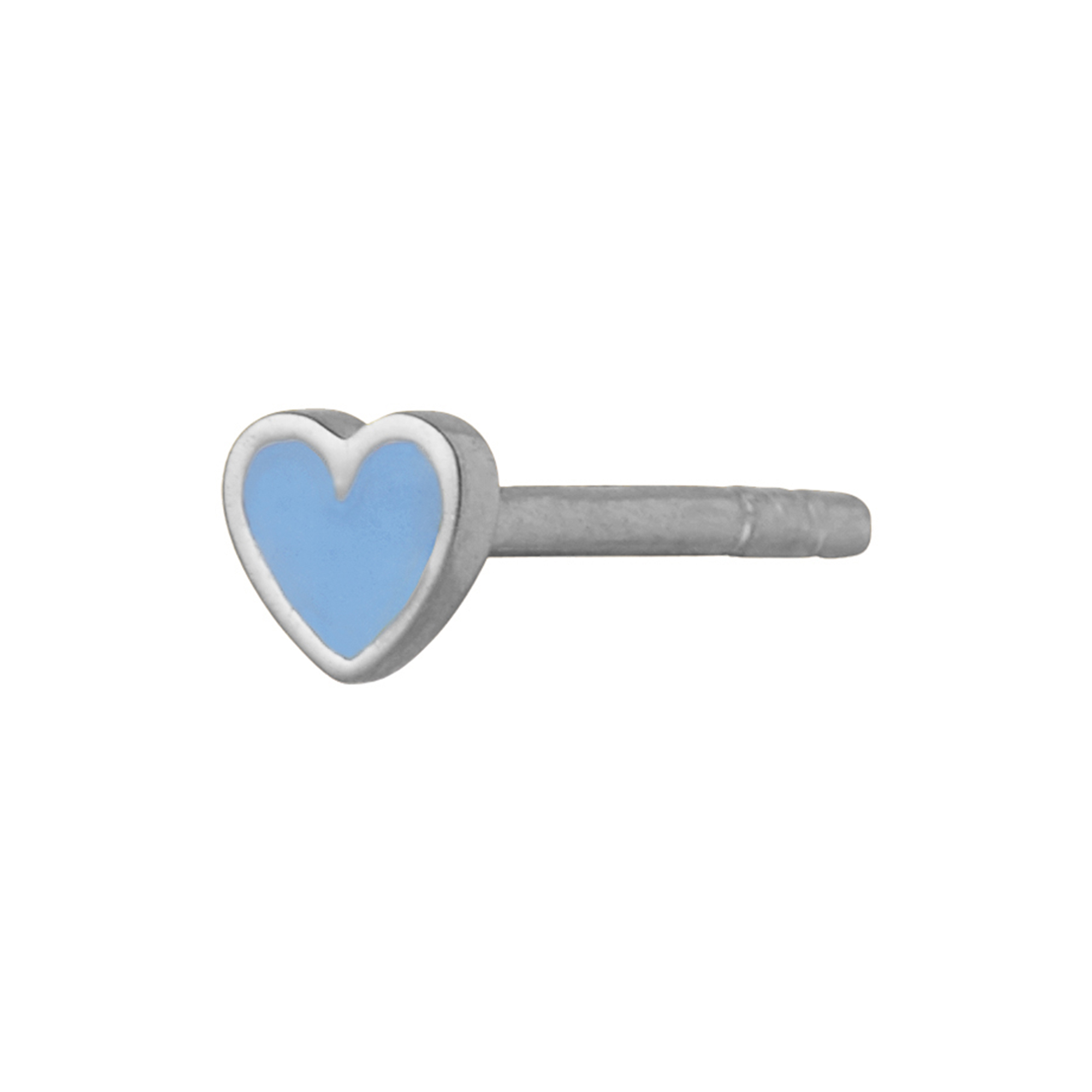 Stine A Jewelry - Petit Love Heart Light Blue Enamel Single, silver