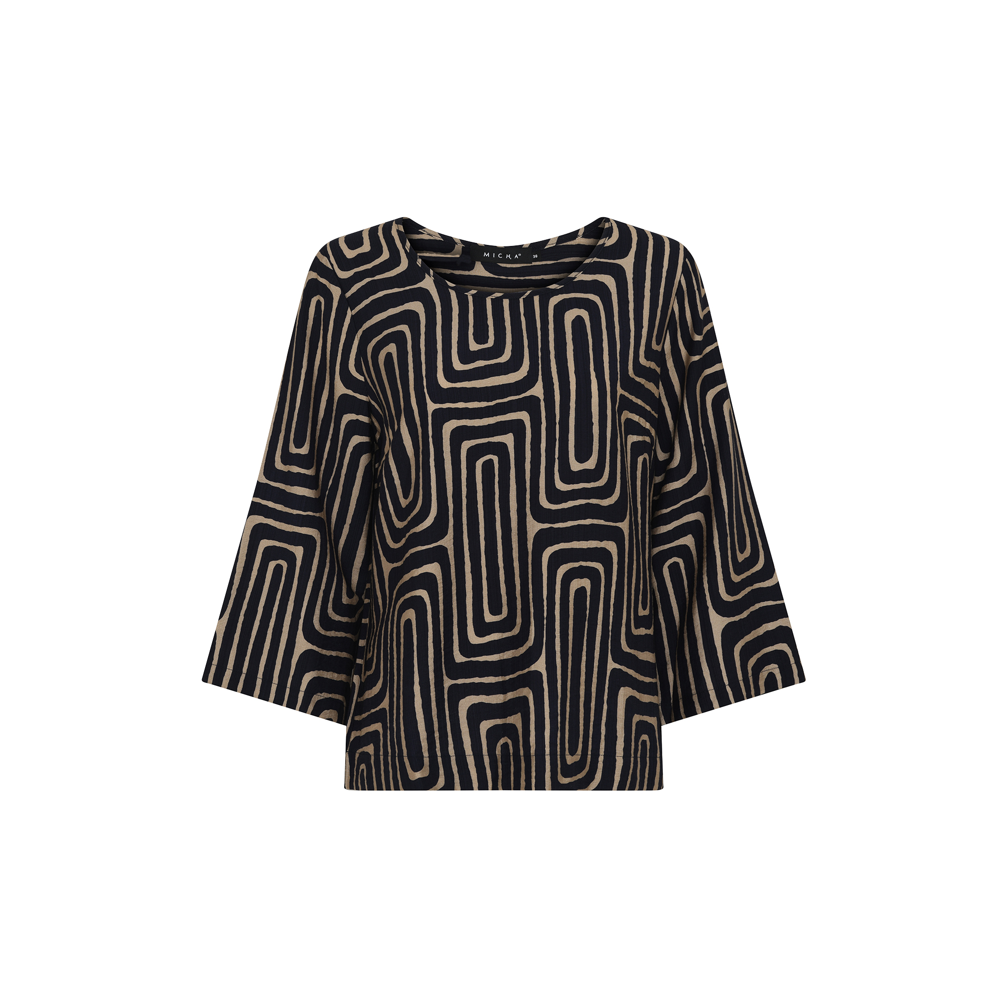 Micha - Blouse Vivid Print, navy/camel - Str. 38