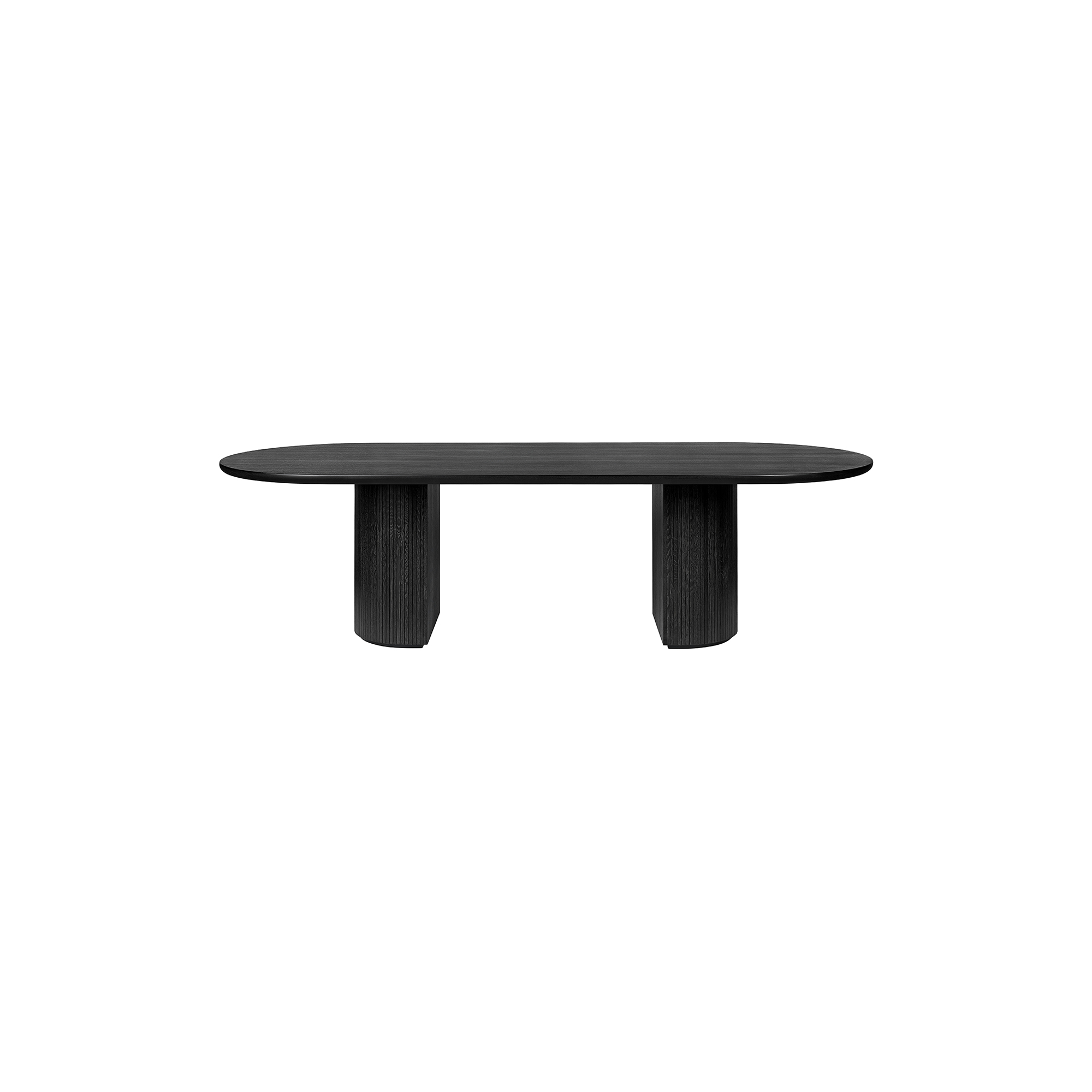 GUBI - Moon Elliptical Dining Table, brown/black stained oak - 258x101 cm