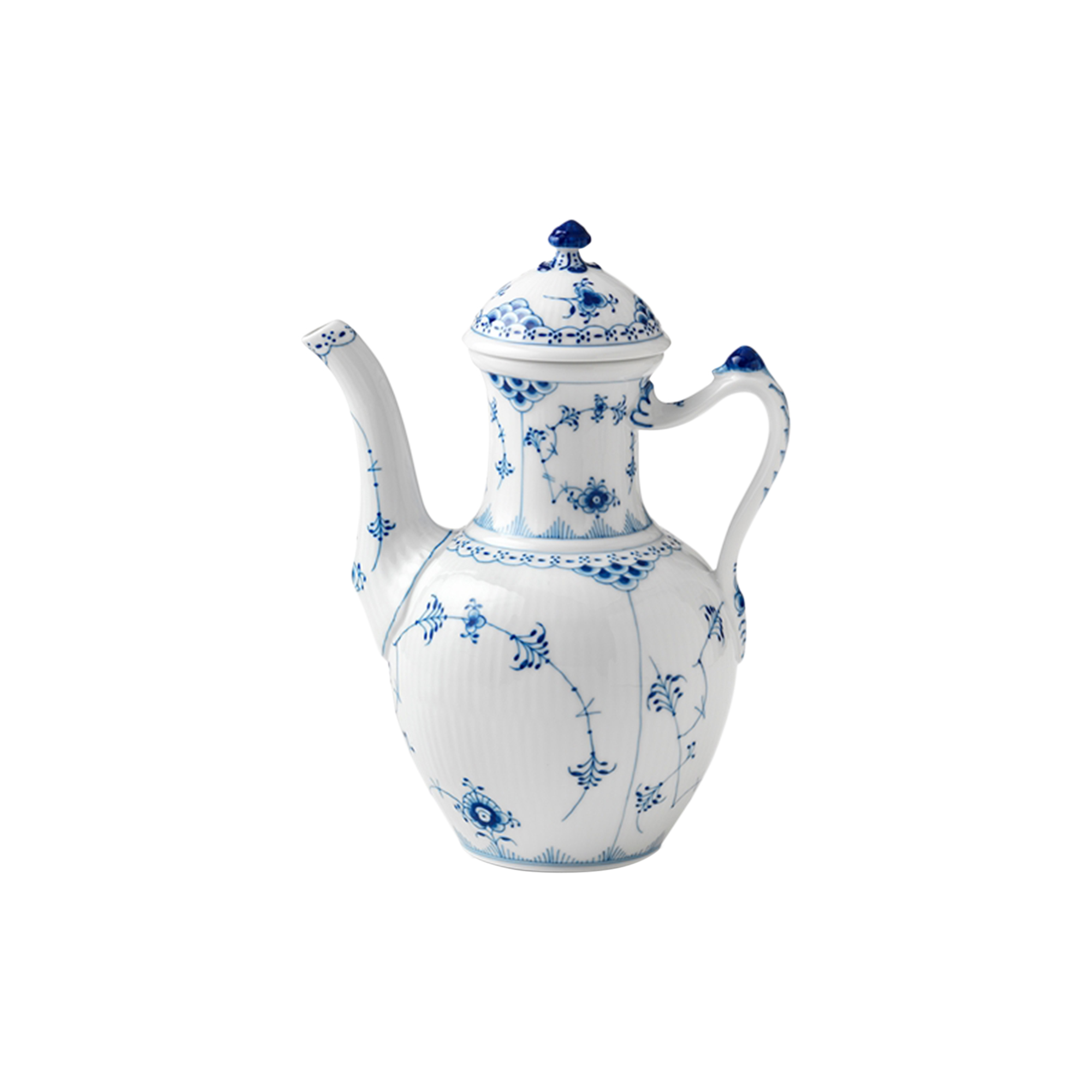Royal Copenhagen - Musselmalet Halvblonde Kaffekande med låg