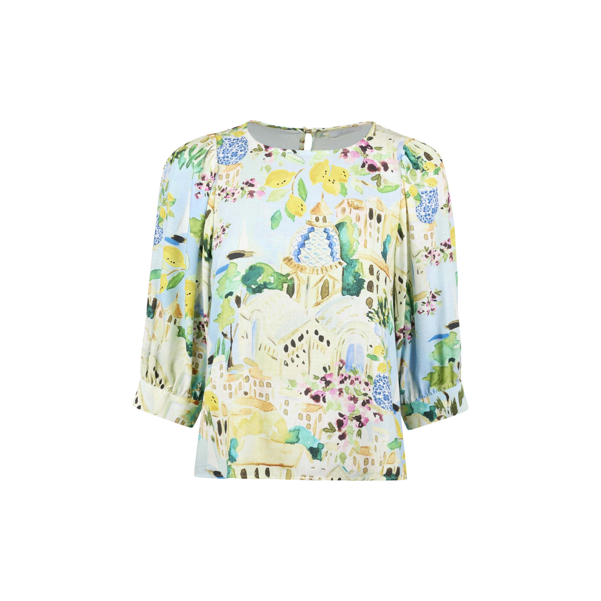 Stenströms - Carmen Blouse Puff sleeve, multi pattern - Str. 44