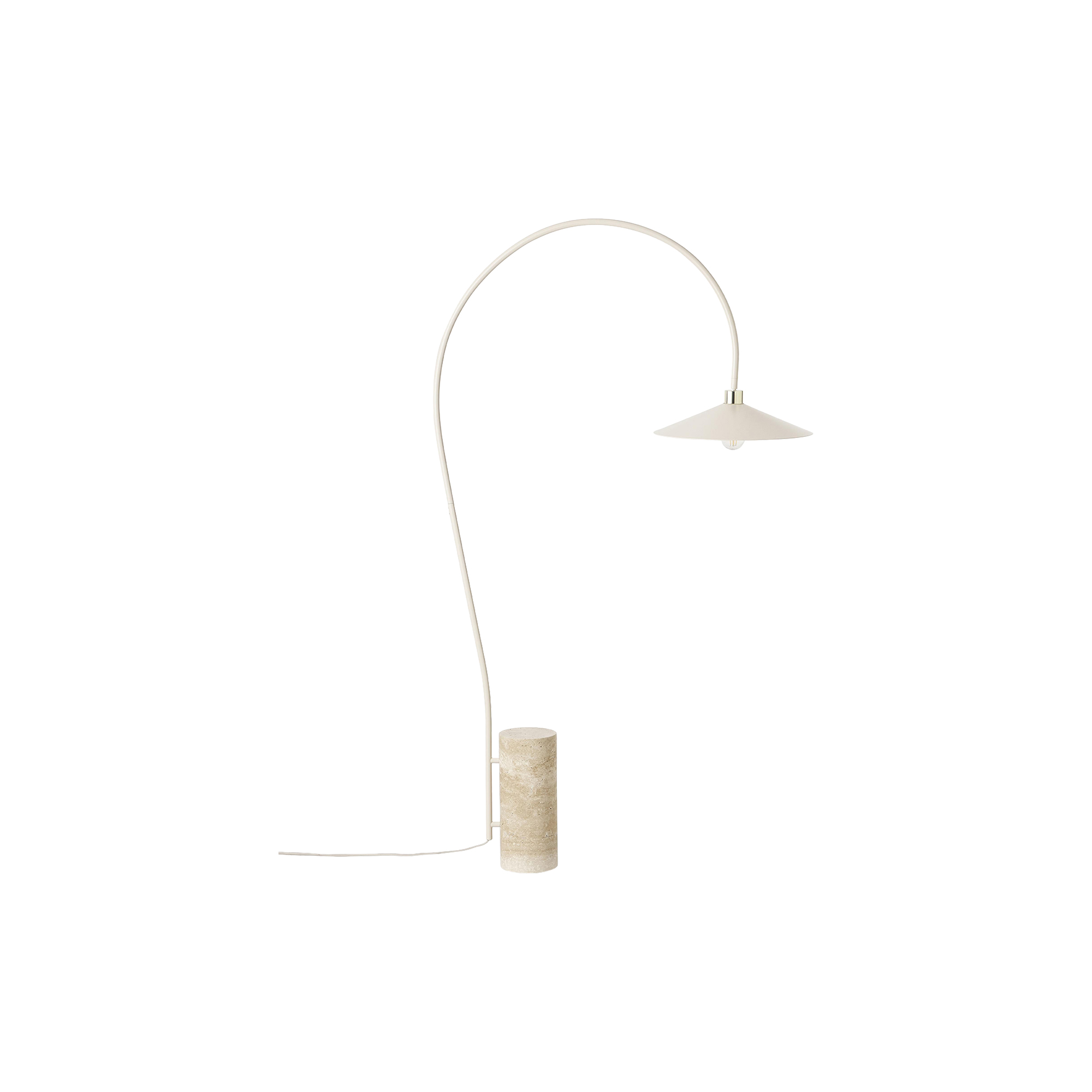 Westwing Collection - Cora Arc Floor Lamp with Travertine Base, beige