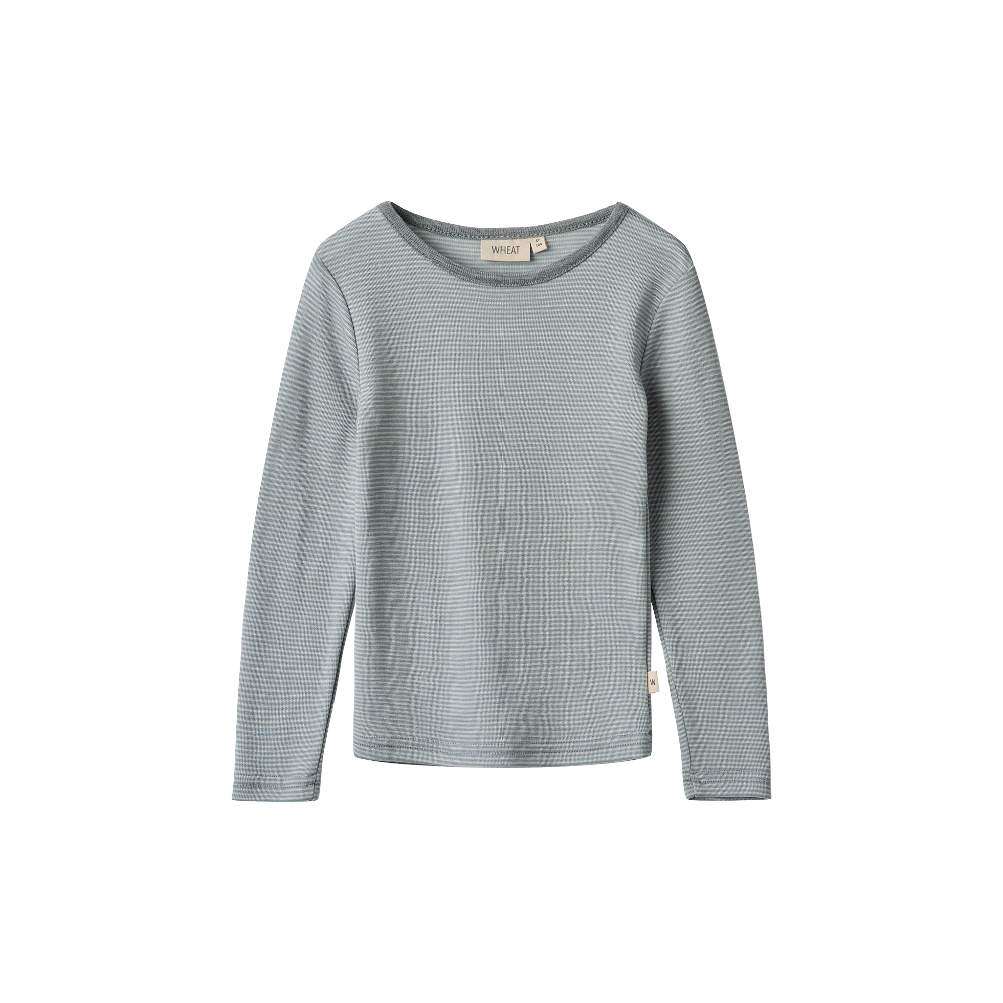 Wheat - Wool T-Shirt L/S Alfie, 1433 navy stripe - Str. 5Y-110