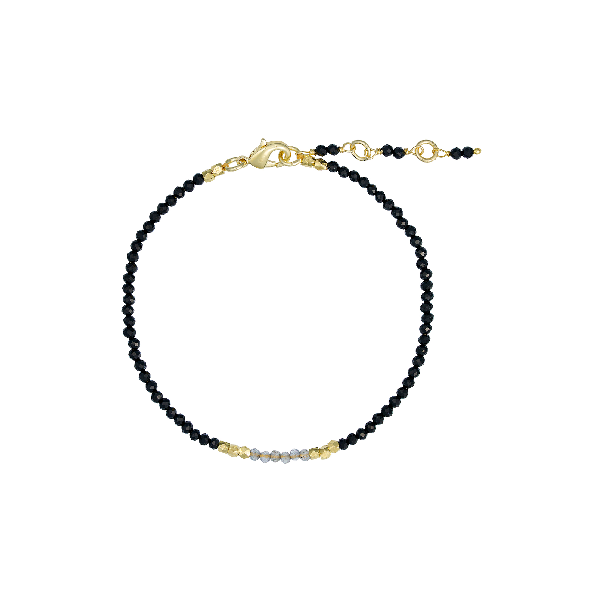 Pure by Nat - Lea armbånd m. ædelstene, guldbelagt/black spinel