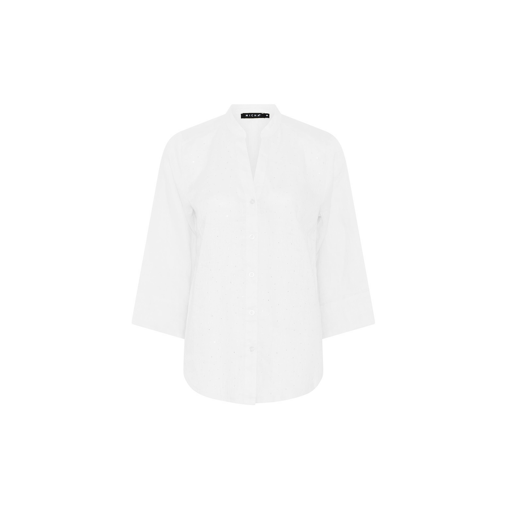 Micha - Pure Linen Blouse, bright white - Str. 40