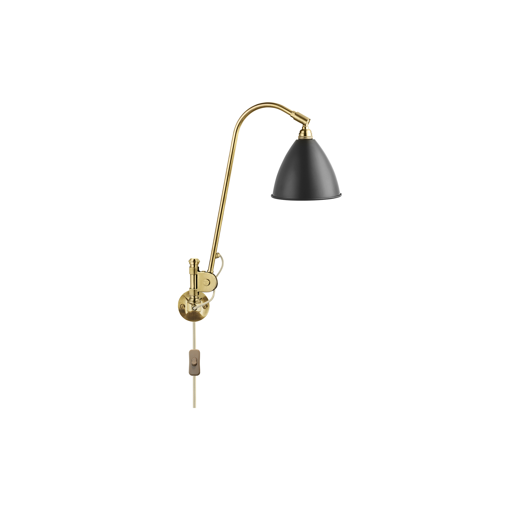 GUBI - Bestlite BL6 Wall Lamp, soft black semi matt/brass - H: 54 x Ø 16 cm.