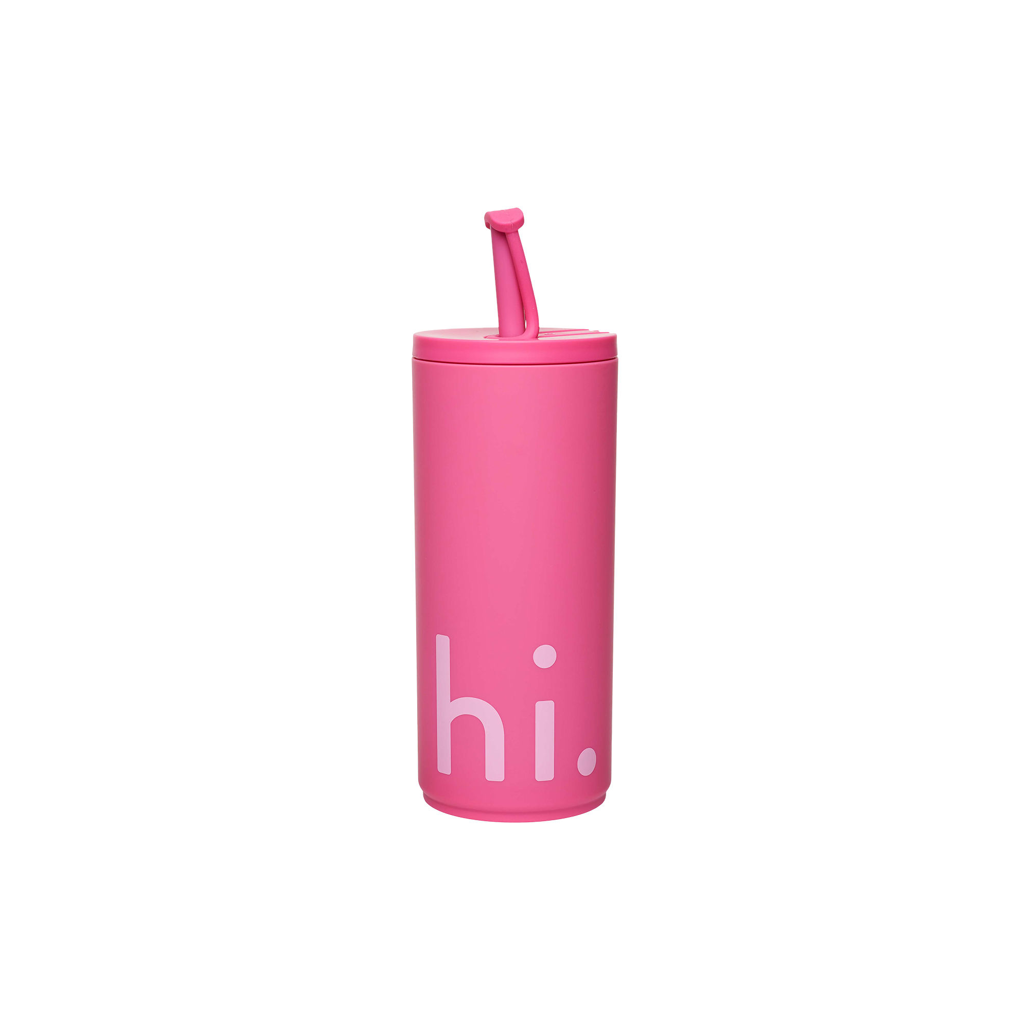 Design Letters - Rejsekop med sugerør, cherry pink