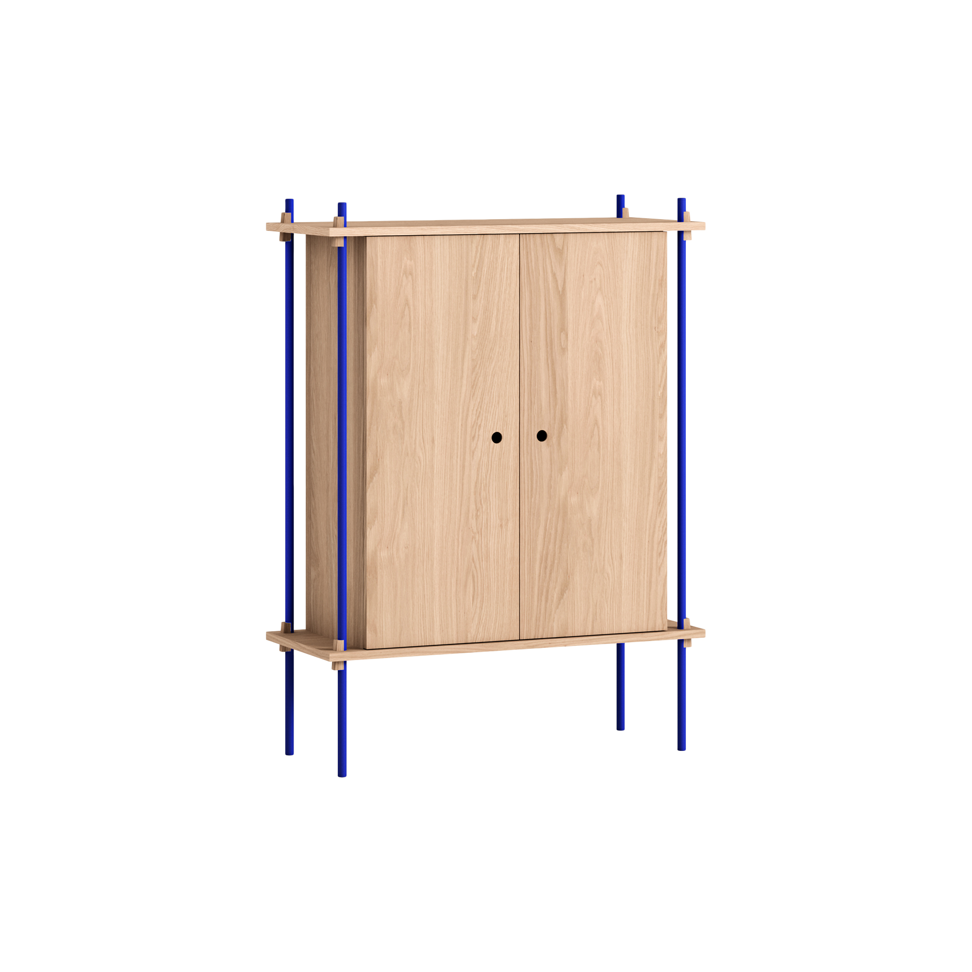 MOEBE - Shelving Cabinet, oak/deep blue