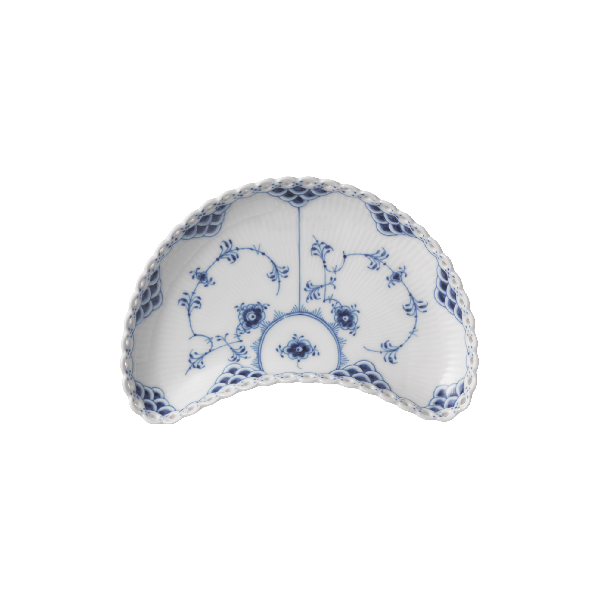 Royal Copenhagen - Musselmalet Helblonde halvmåneformet asiet 22 cm