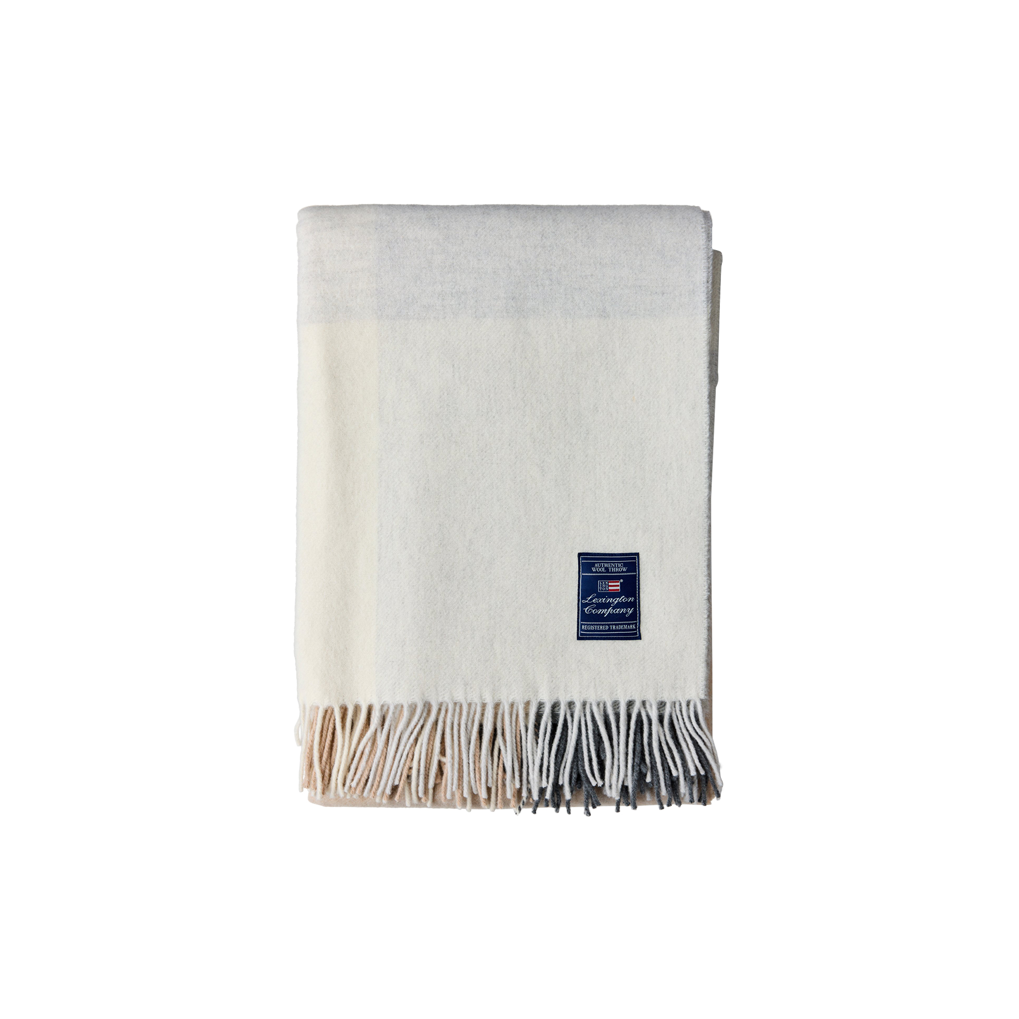 Lexington - Icons Checked Recycled Wool Throw, white/beige/grey