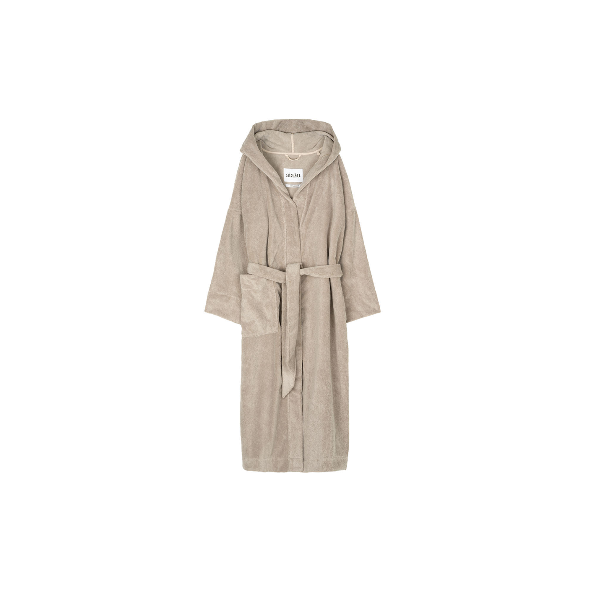 Aiayu - Hooded Bathrobe Terry, dried linen - Str. M-L