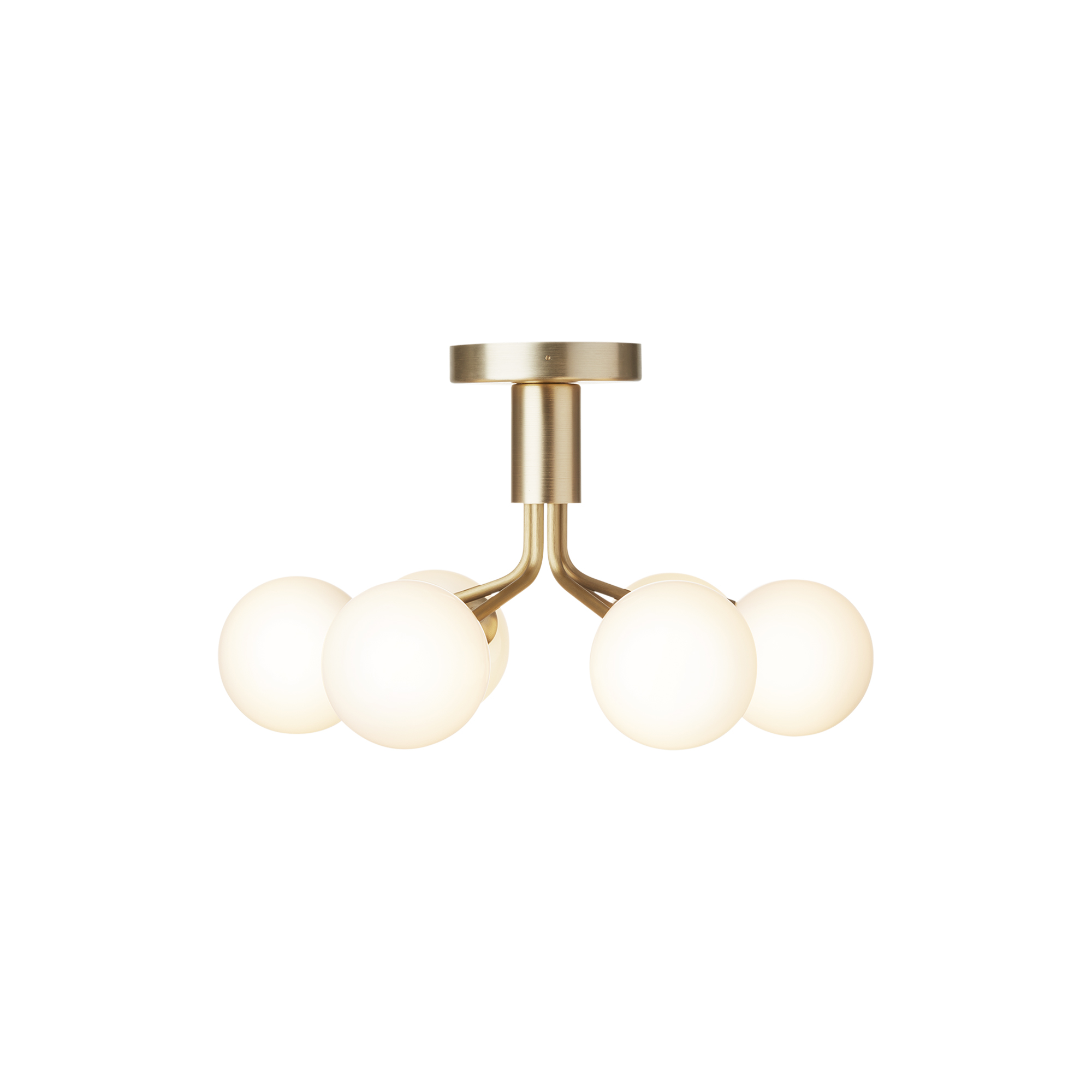 Nuura - Apiales 6 Ceiling Lamp, brushed brass/opal