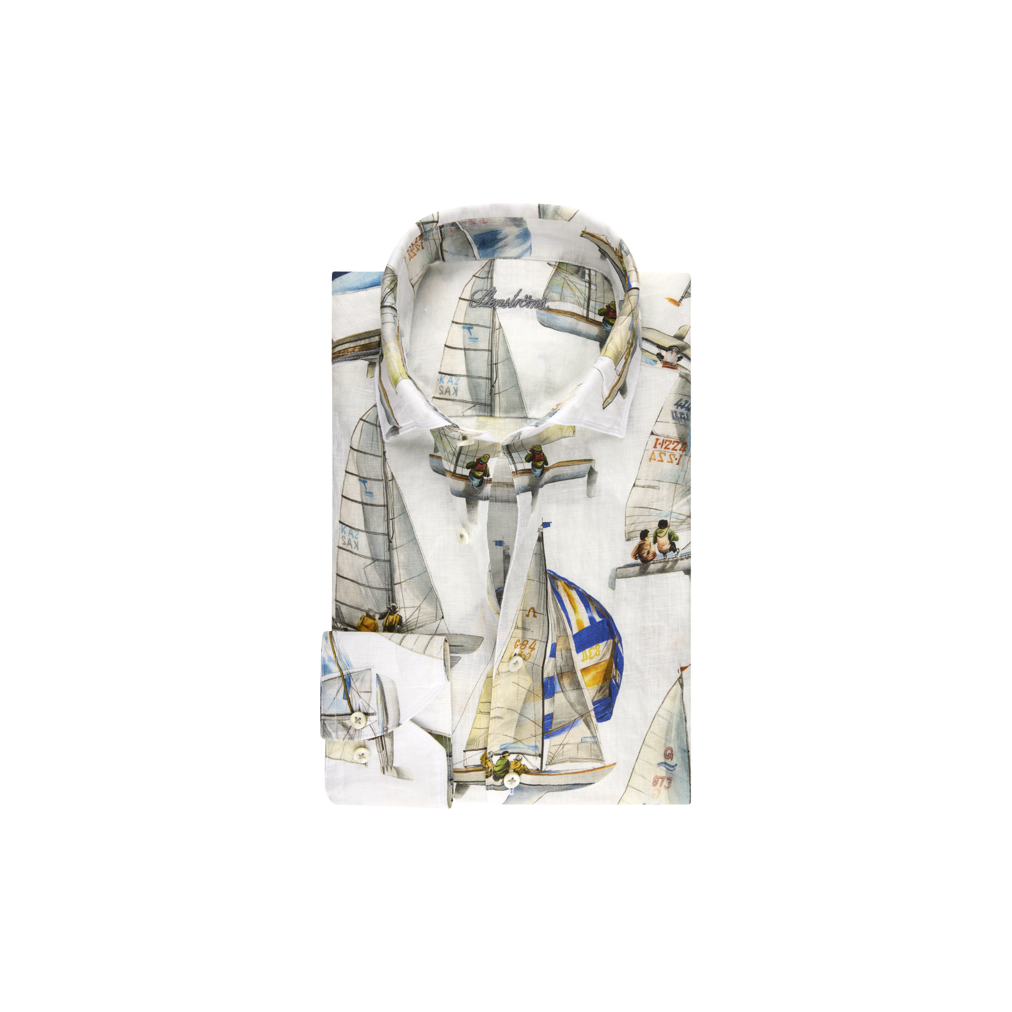 Stenströms - Regular C72 RC cuff Casual, white pattern - Str. L
