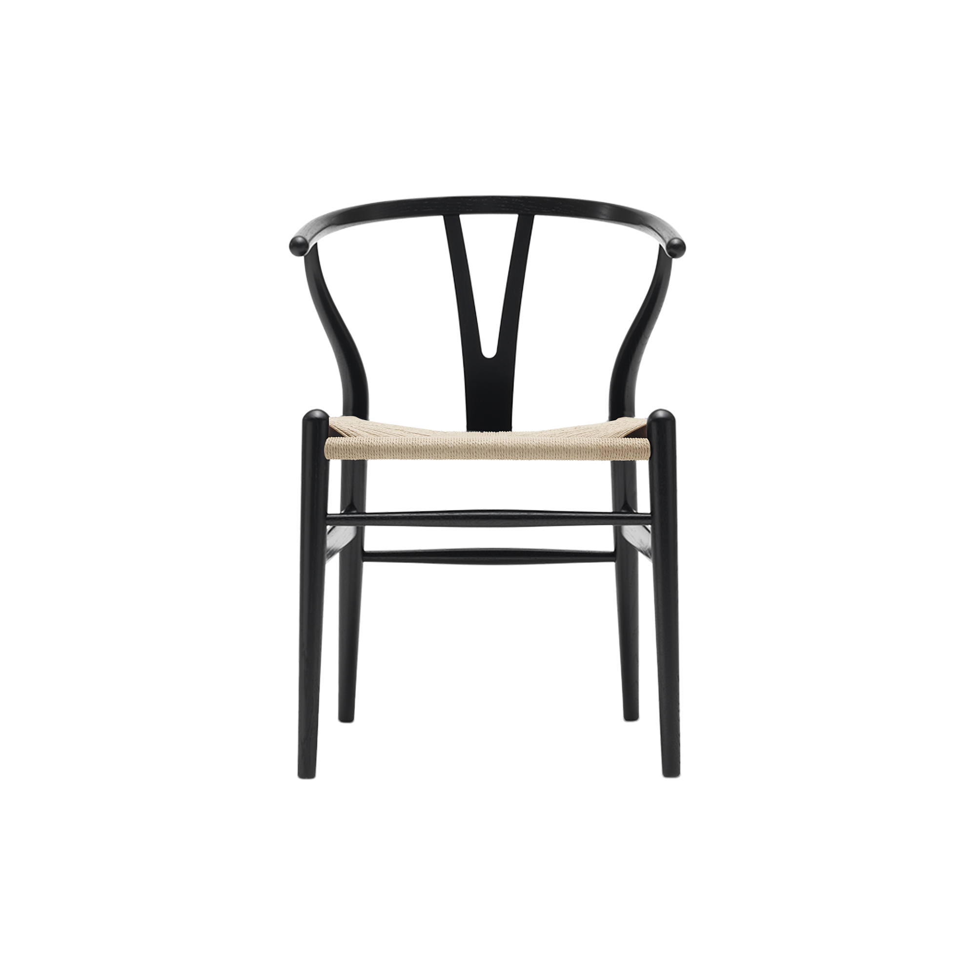 Carl Hansen & Søn - CH24 Y-stolen spisebordsstol, sortlakeret eg/natur - H: 76 x B: 55 x D: 51 cm.