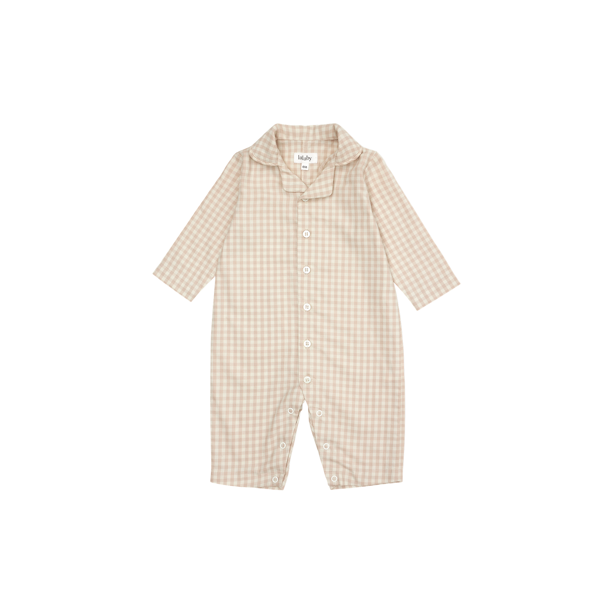 Lalaby - Classic PJ Suit, beige gingham - Str. 6M