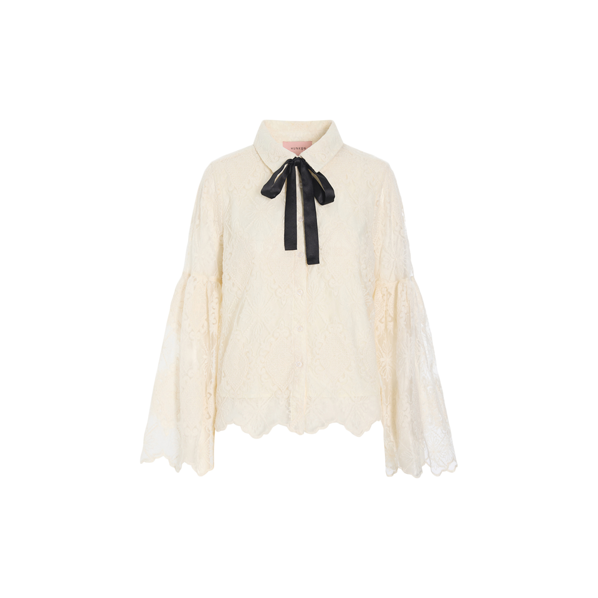 HUNKØN - Lulu Lace Shirt, cream lace - Str. XS