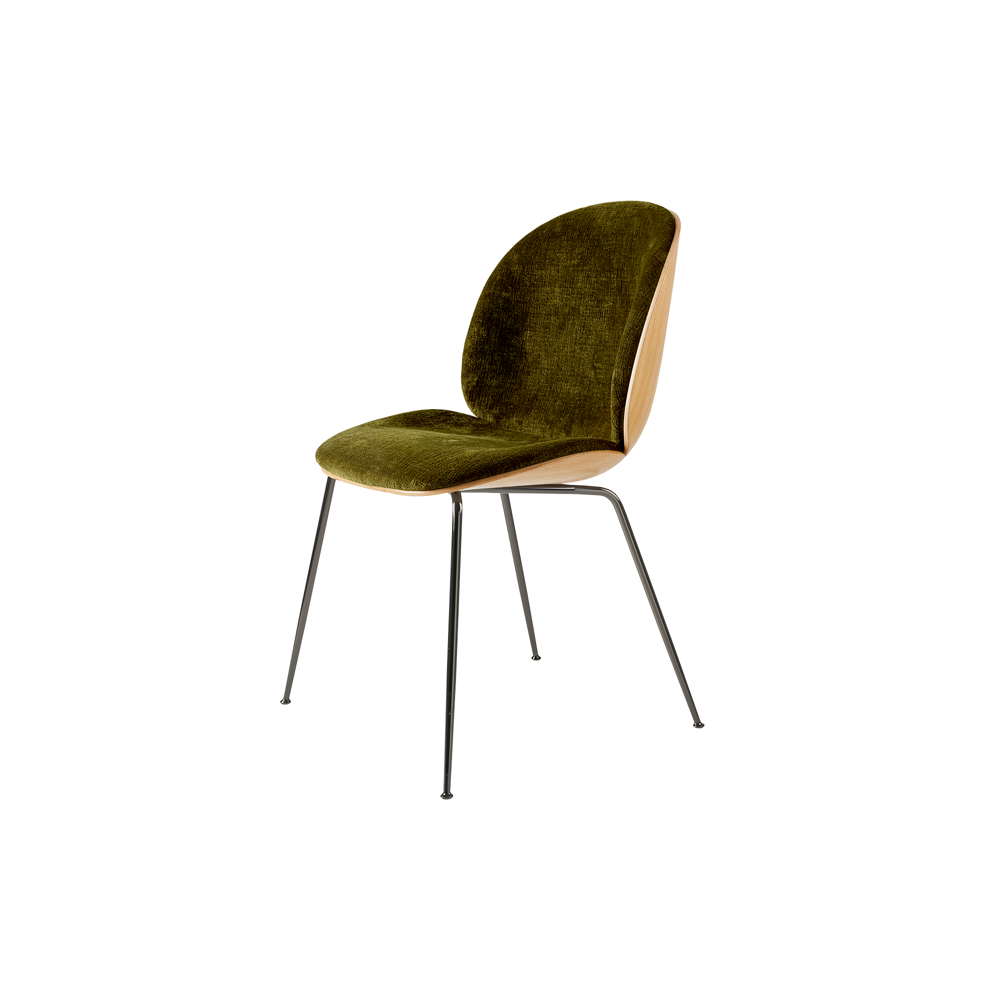 GUBI - Beetle Dining Chair Front Upholstered, Mumble 40/black chrome - H: 87 x B: 56 x D: 58 cm.