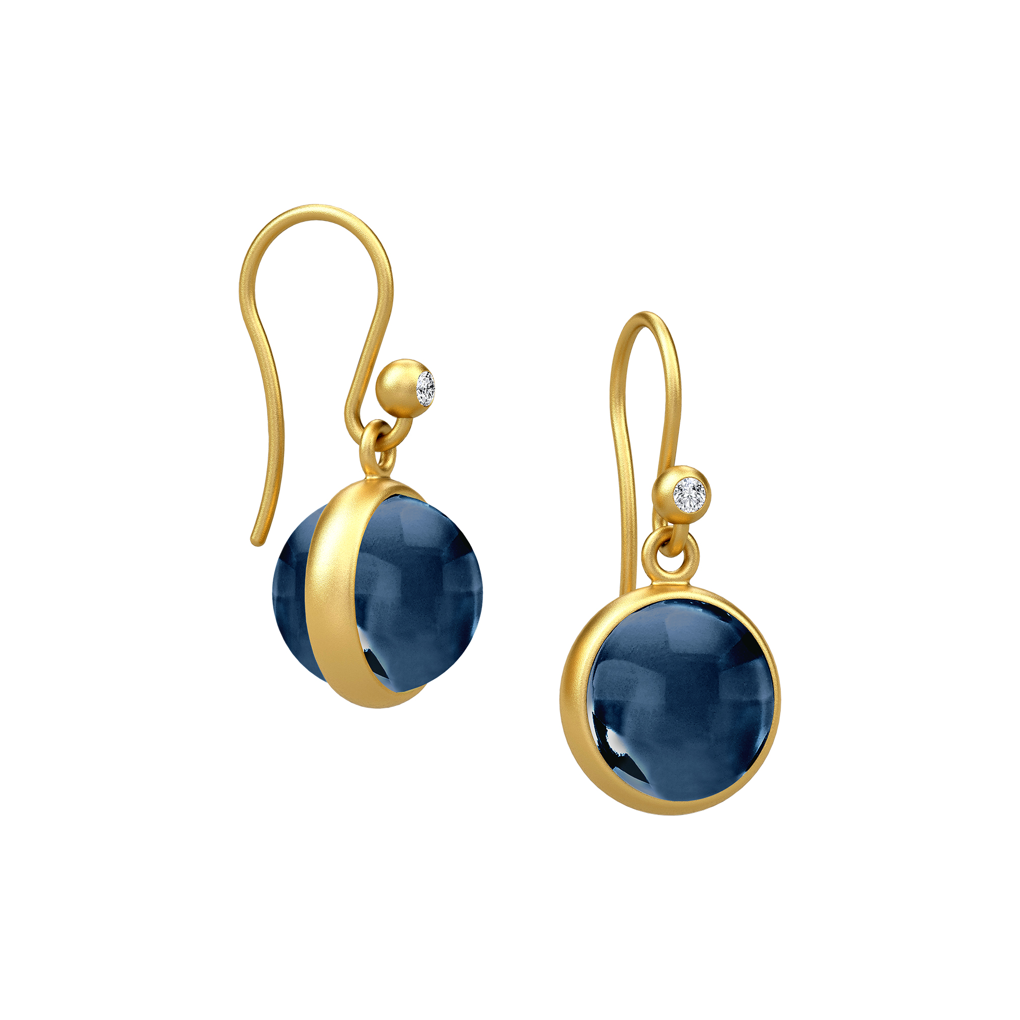 Julie Sandlau - Prime Øreringe, gold/sapphire blue