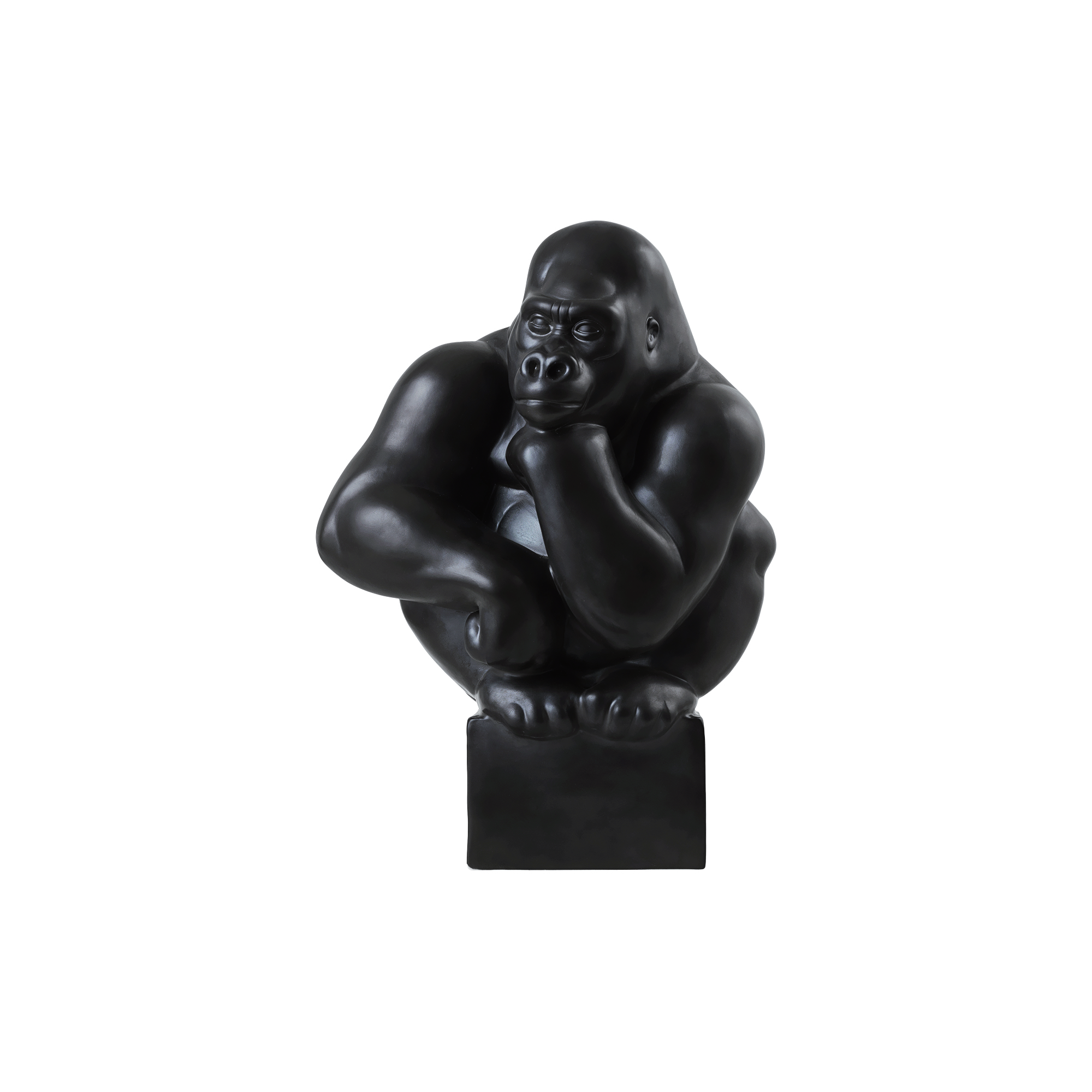 Royal Copenhagen - Gorilla figur Hovedet hvilende på hånden, Royal Copenhagen Samlerartikler - H39 cm