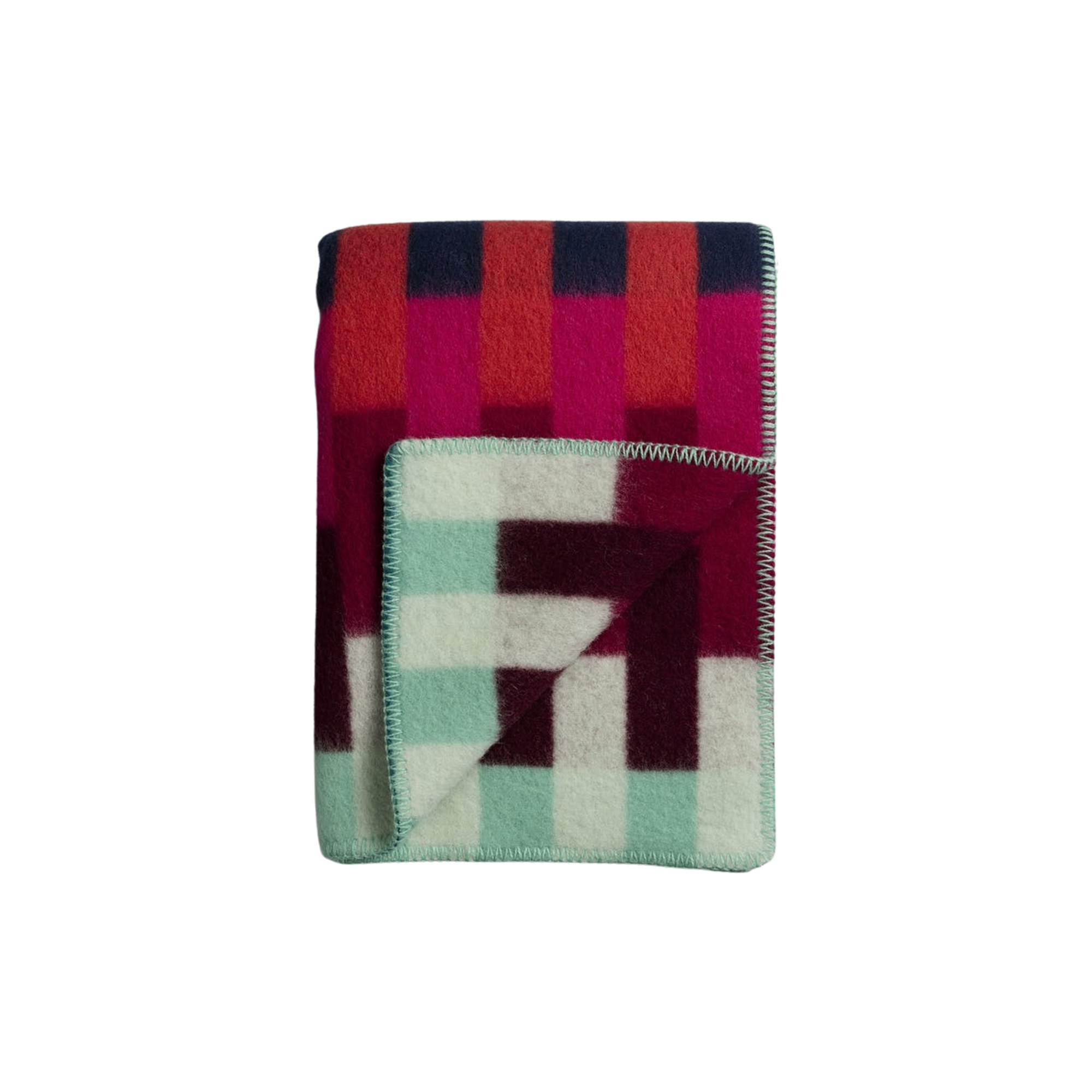 Røros Tweed - ÅSMUND BOLD Throw, red/turquoise