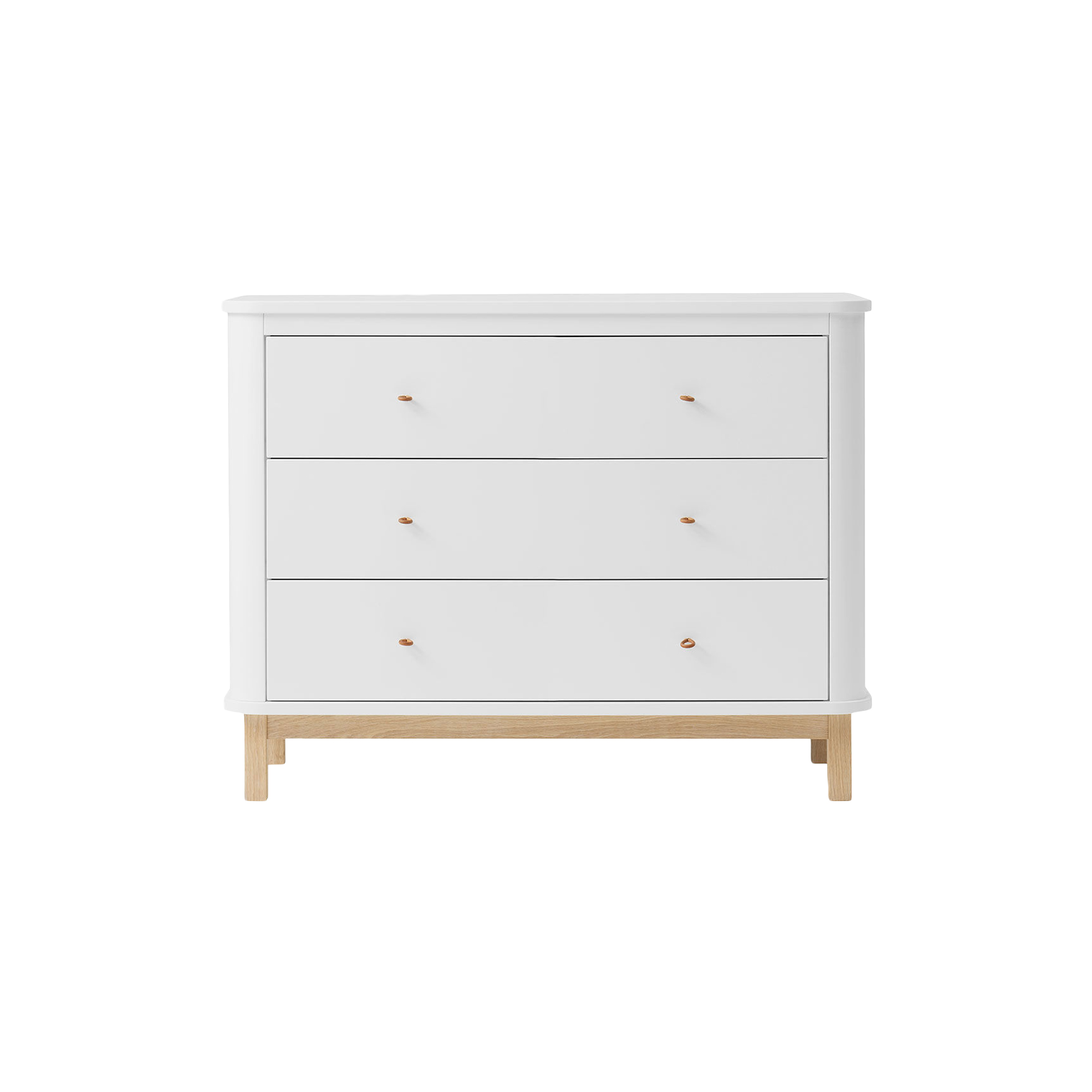Oliver Furniture - Wood kommode 3 skuffer, hvid/eg