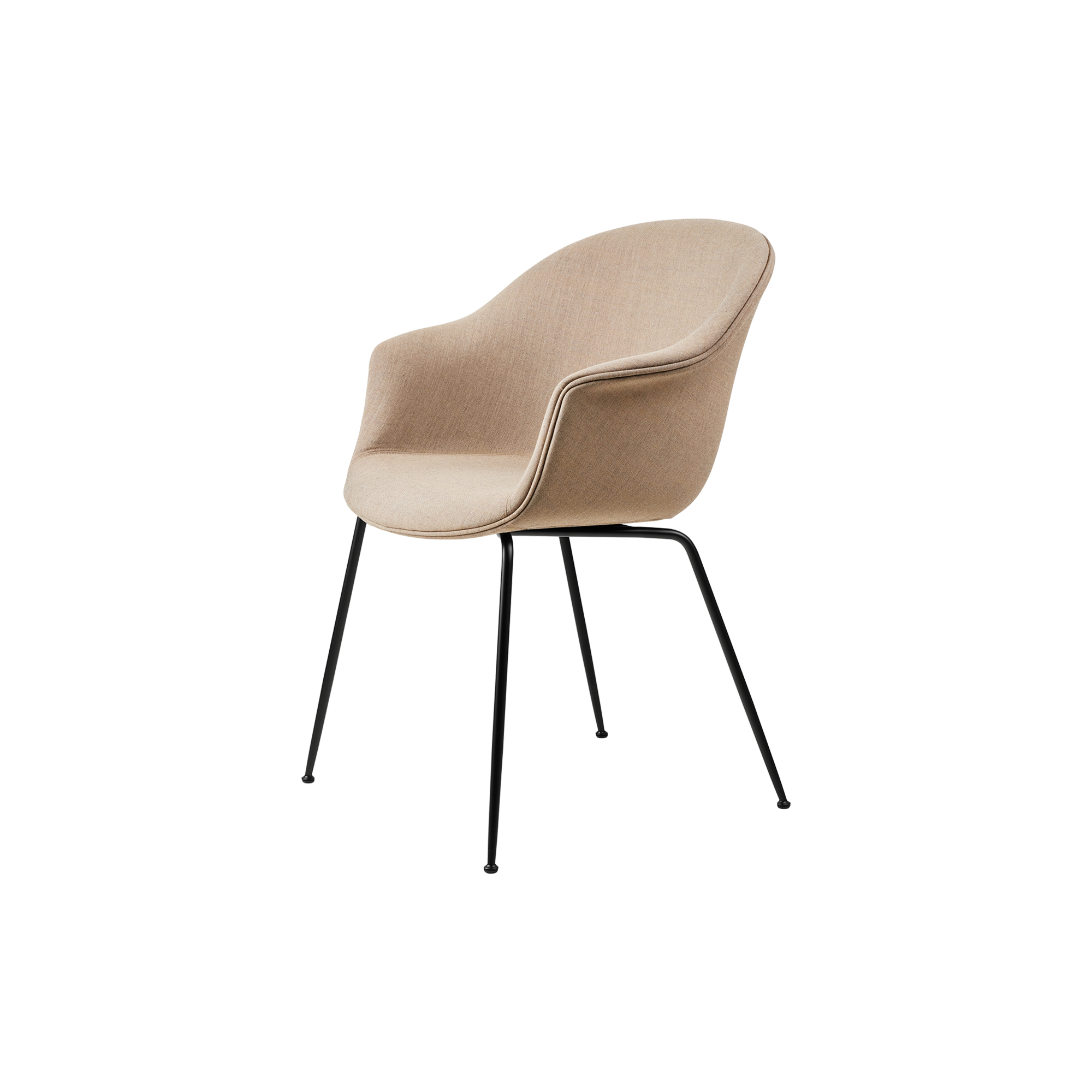 GUBI - Bat Dining Chair Fully Upholstered, Remix 3 233/black matt - H: 83 x B: 61 x D: 57 cm.