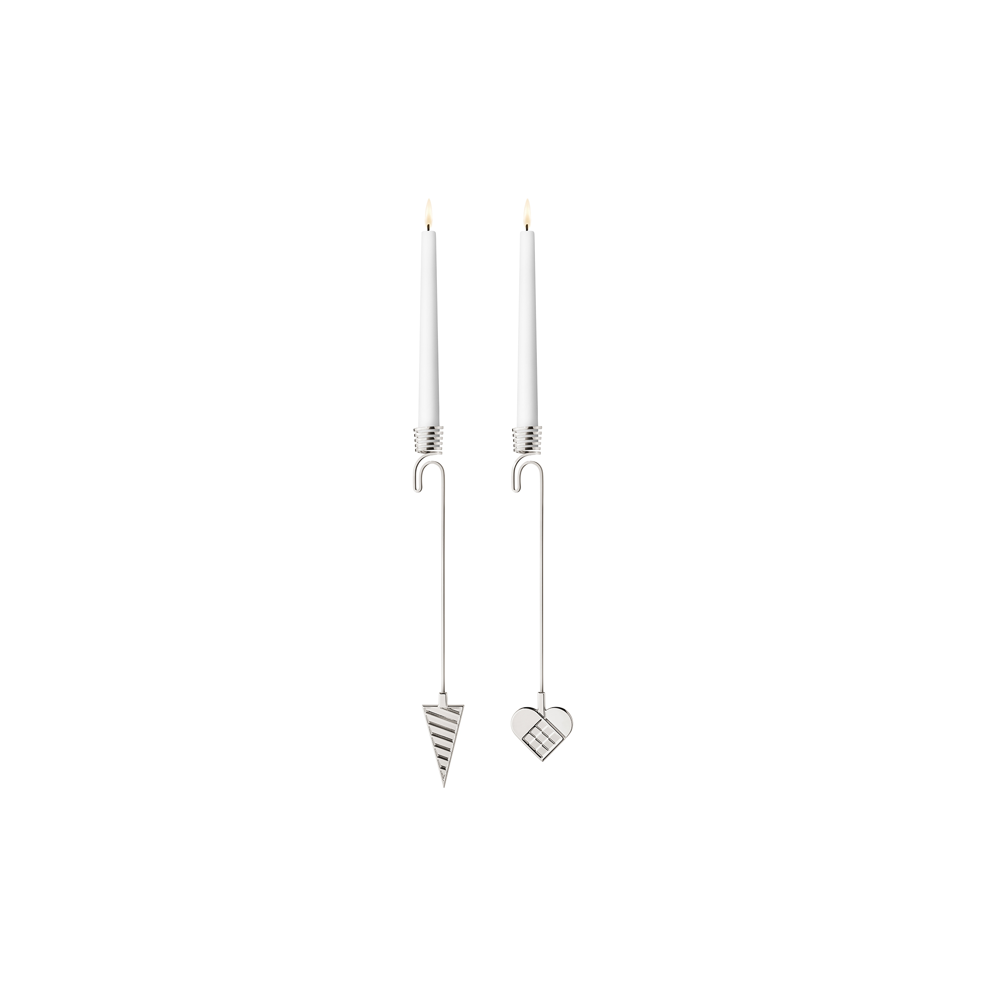 Georg Jensen - 2025 Lysholder Sæt Hjerte & Kræmmerhus, sølv, Christmas Collectibles