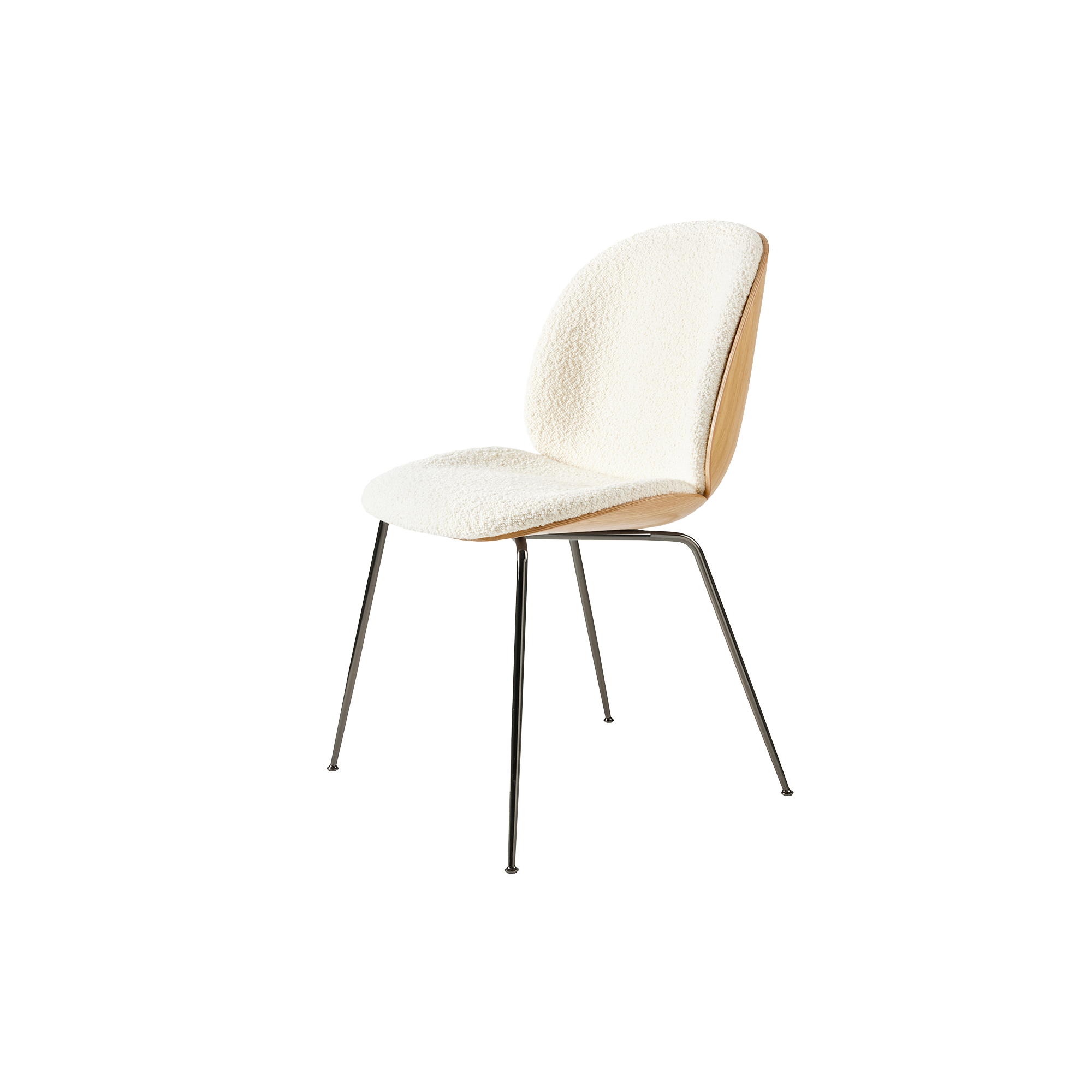 GUBI - Beetle Dining Chair Front Upholstered, Karakorum 001/black chrome - H: 87 x B: 56 x D: 58 cm.