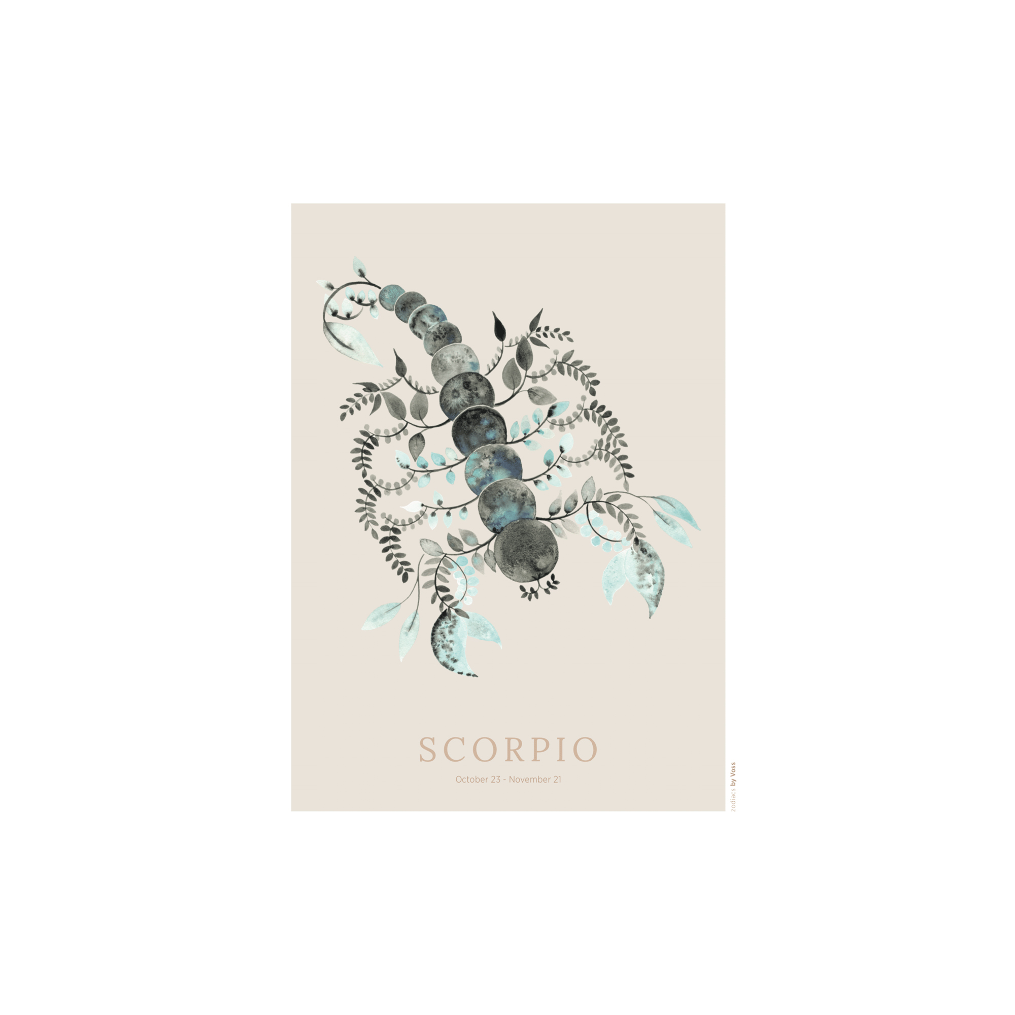 All by Voss - Skorpionen plakat, Zodiacs - 30x40 cm