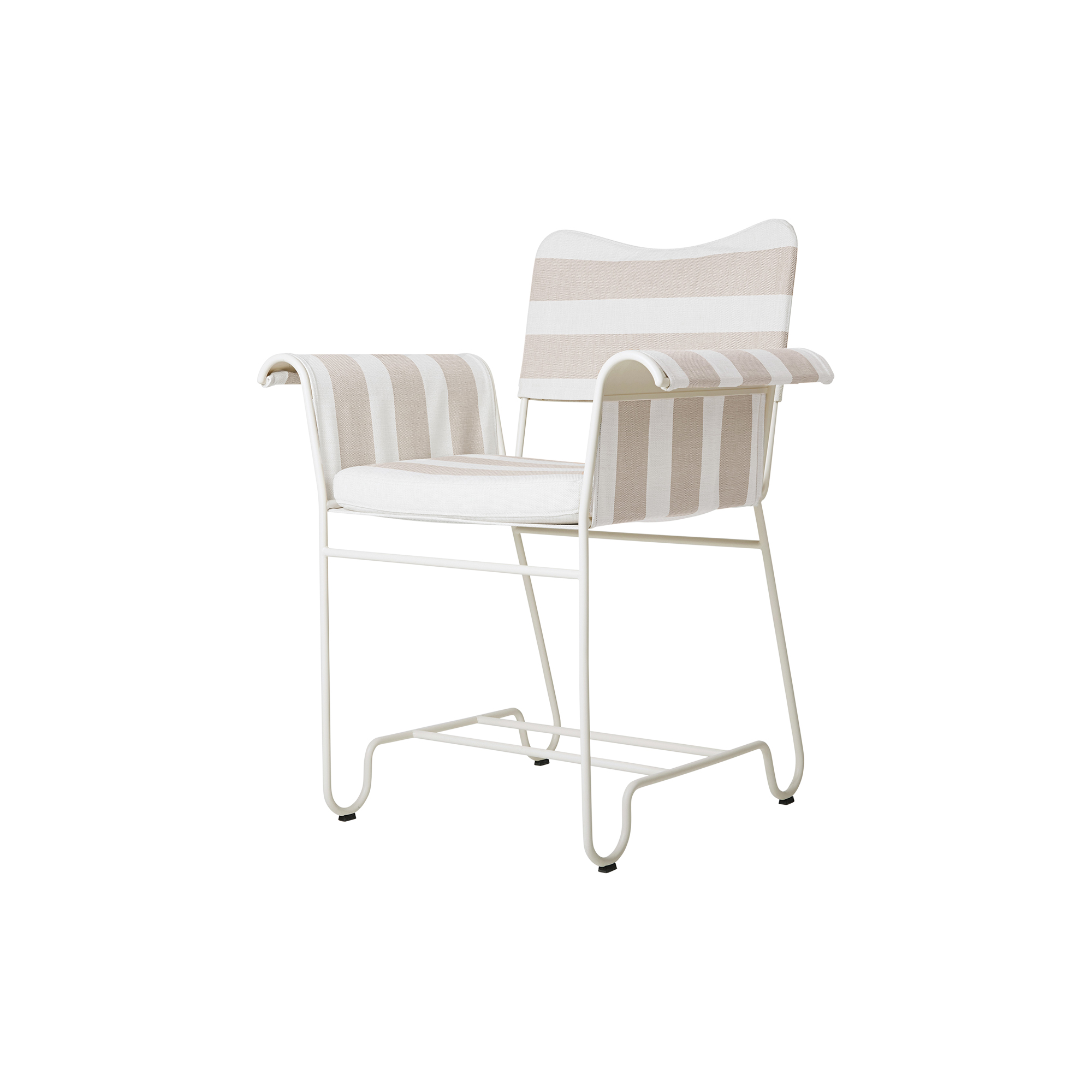 GUBI - Tropique Dining Chair without Fringes, Leslie Stripe Limonta 40/classic white semi matt - H: 86 x B: 71 x D: 58 cm.