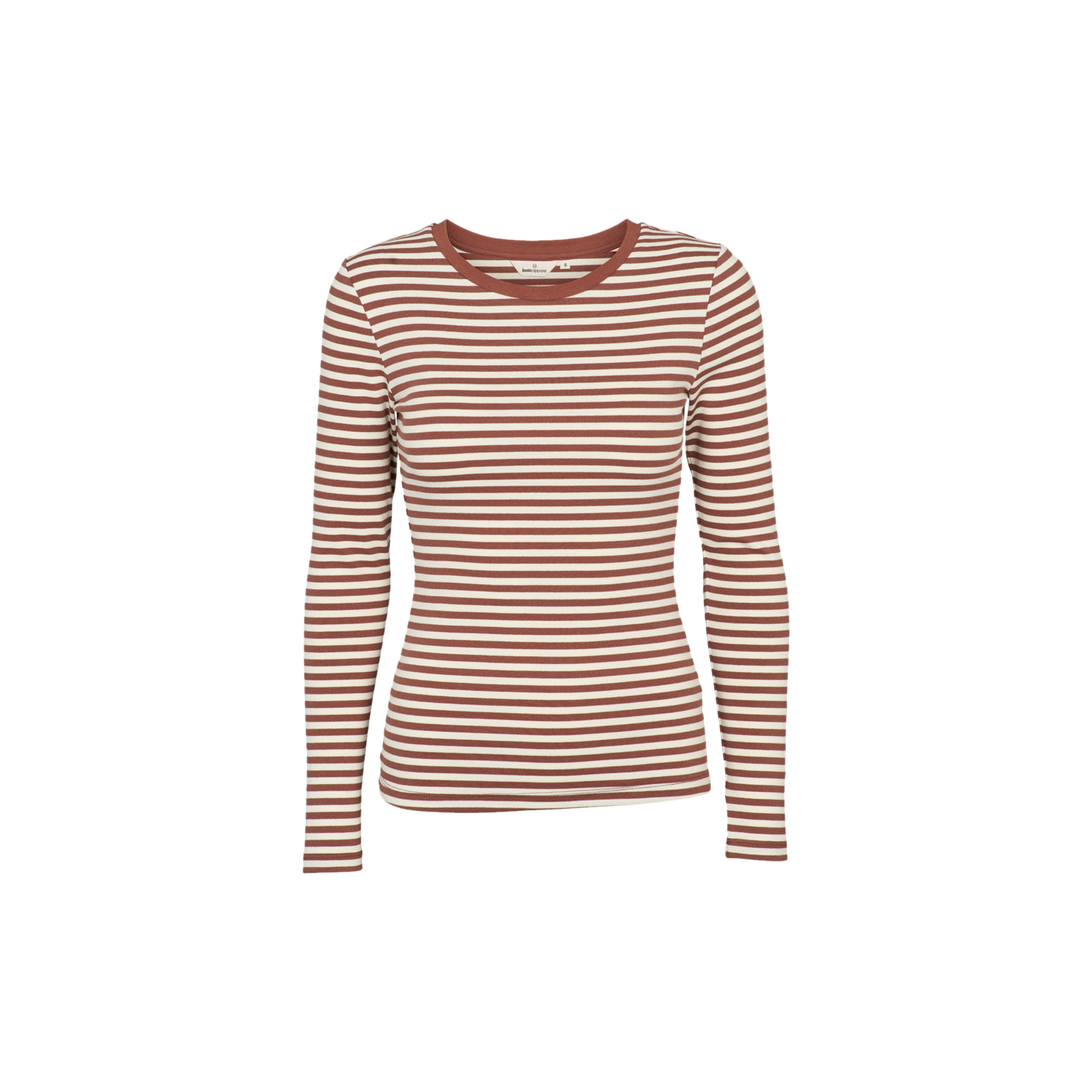 Basic Apparel - Ludmilla LS Tee, mink / whisper white / mink - Str. S