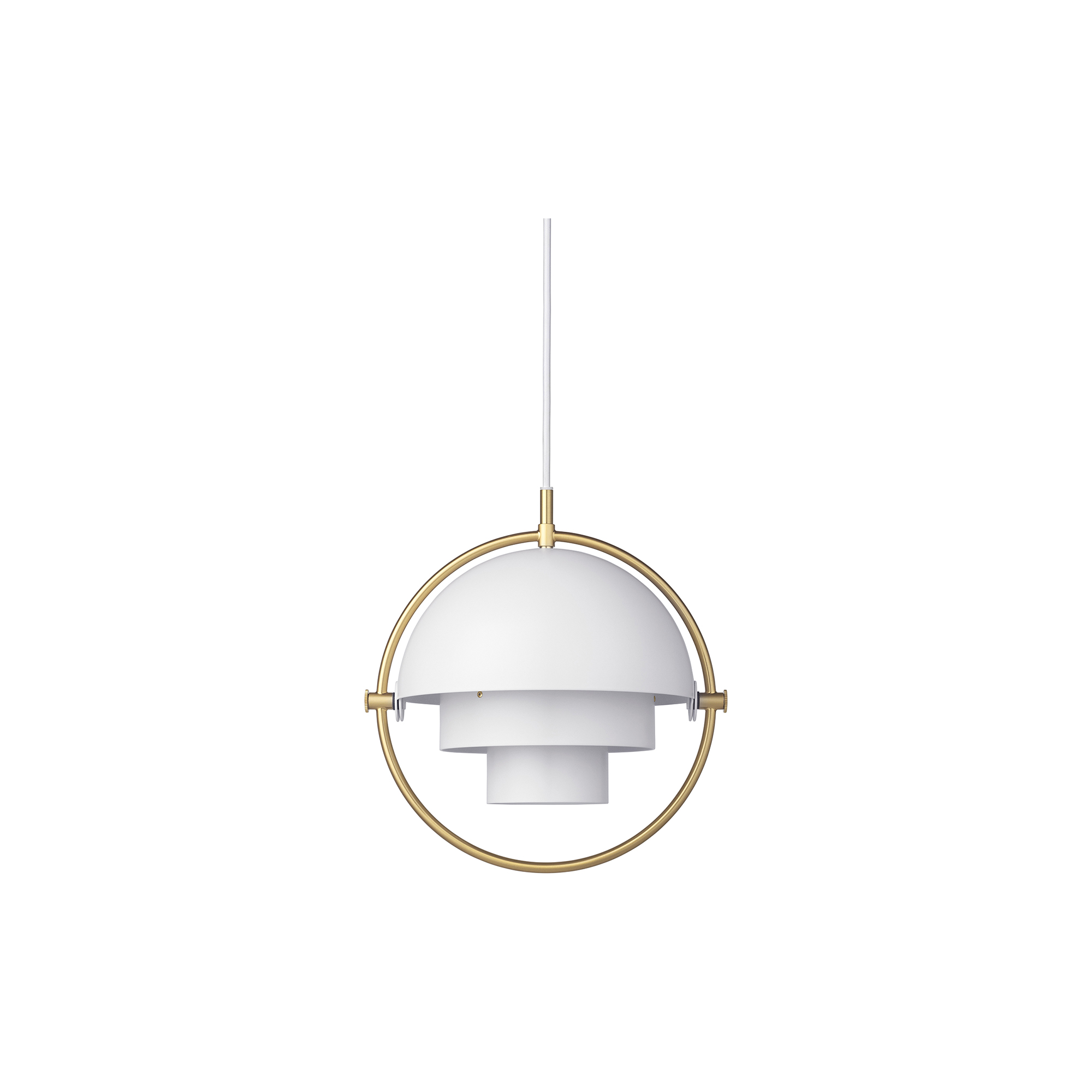 GUBI - Multi-Lite Pendant, white semi matt/brass - H: 28 x Ø 22,5 cm.