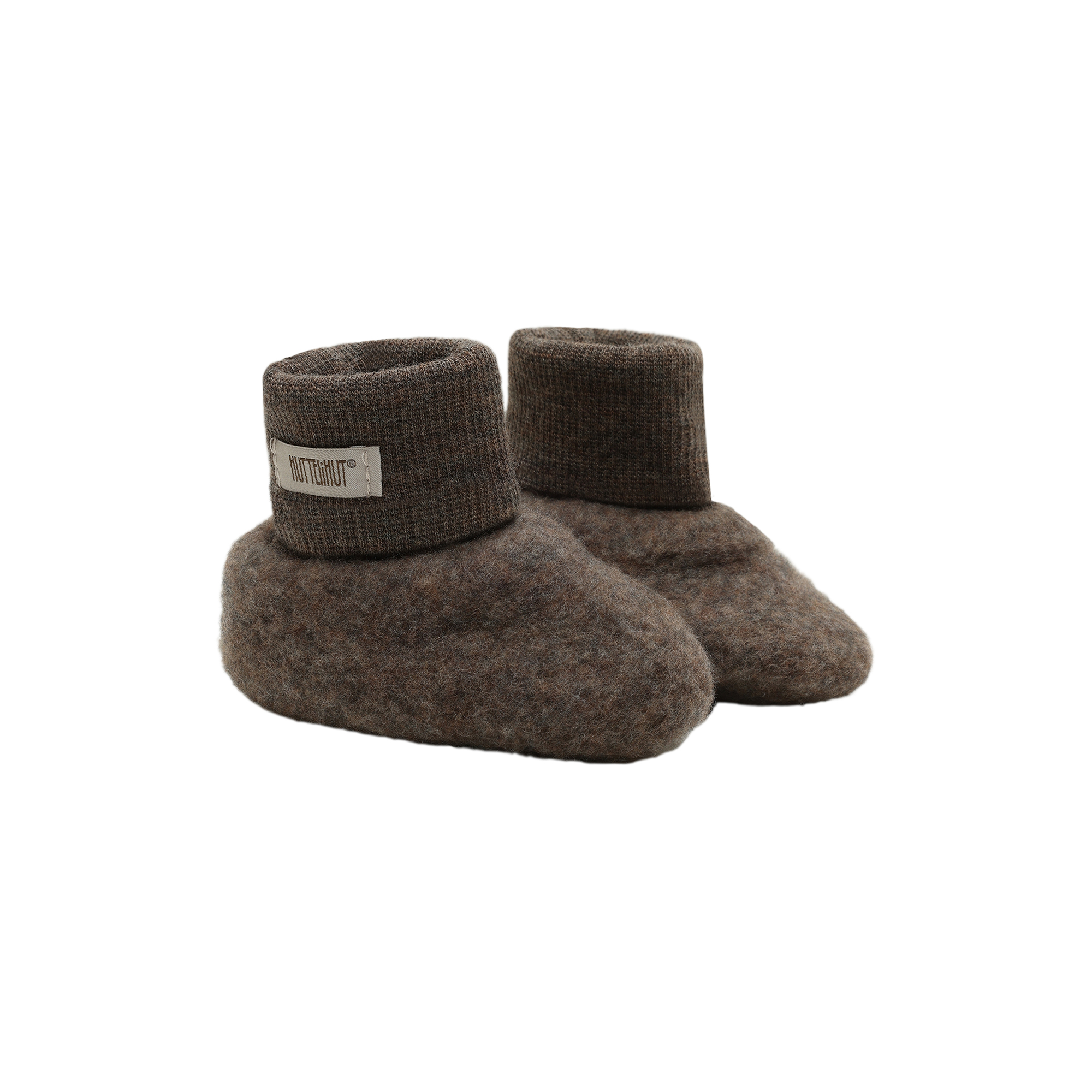 HUTTEliHUT - Footies Wool Fleece, brown melange - 50-56
