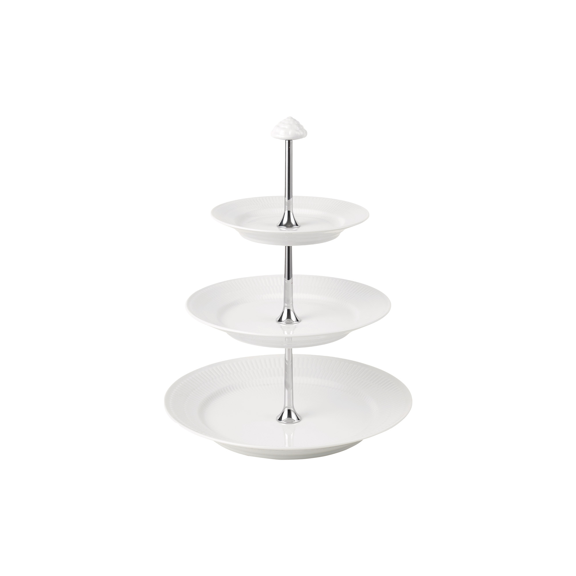 Royal Copenhagen - Hvid Riflet étagère 3 lag