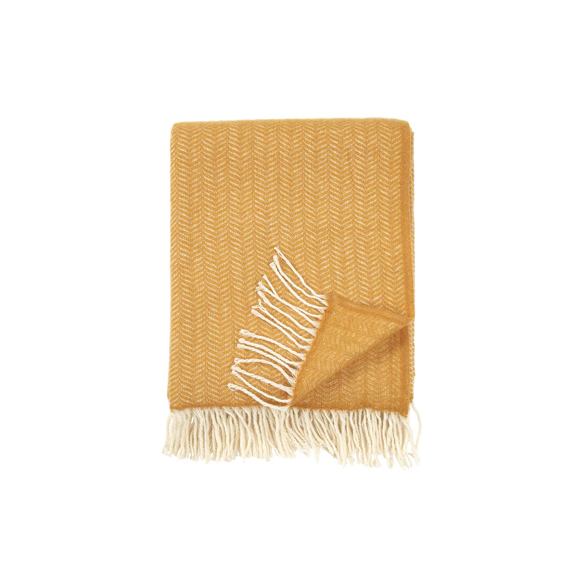 Klippan Yllefabrik - Tippy plaid, mustard - 180x180 cm.