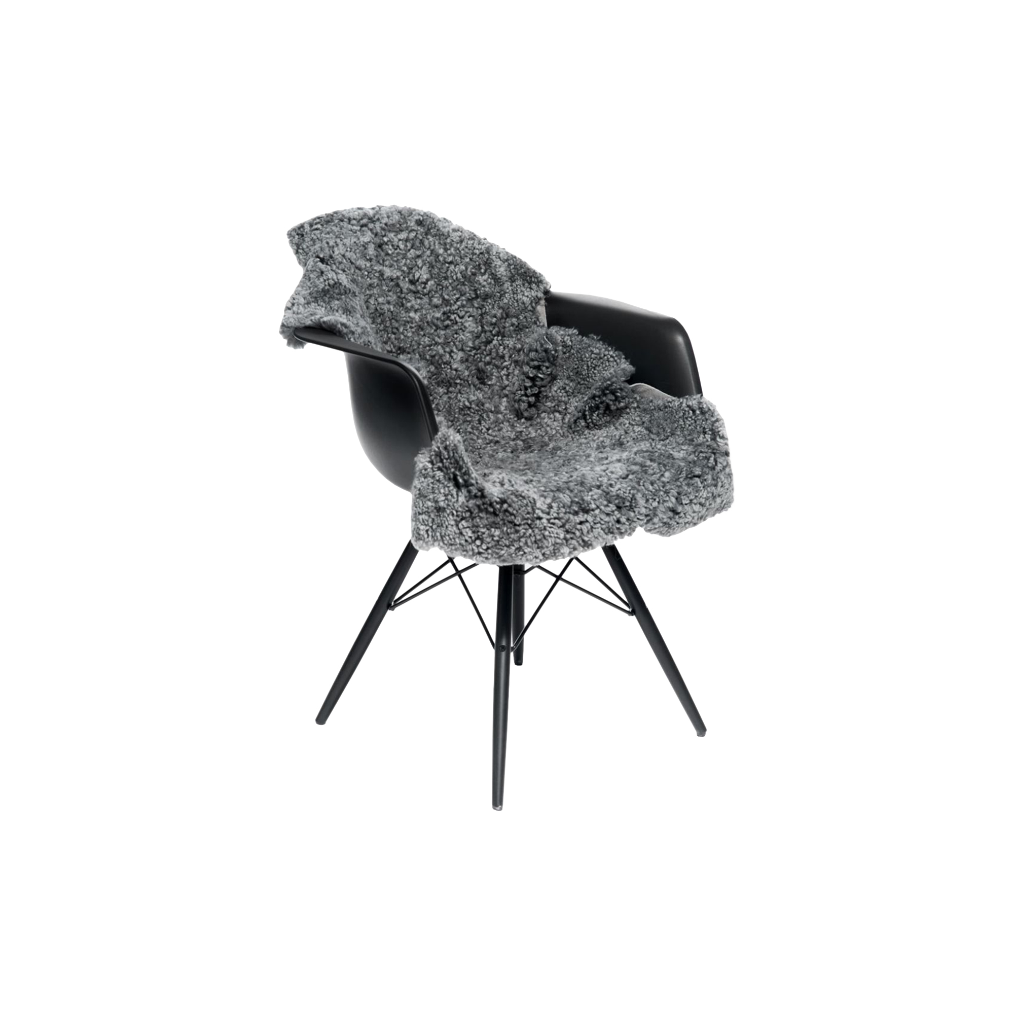 NATURES Collection - Newzealandsk korthåret & krøllet lammeskind, light grey snowtop - 90x60 cm.