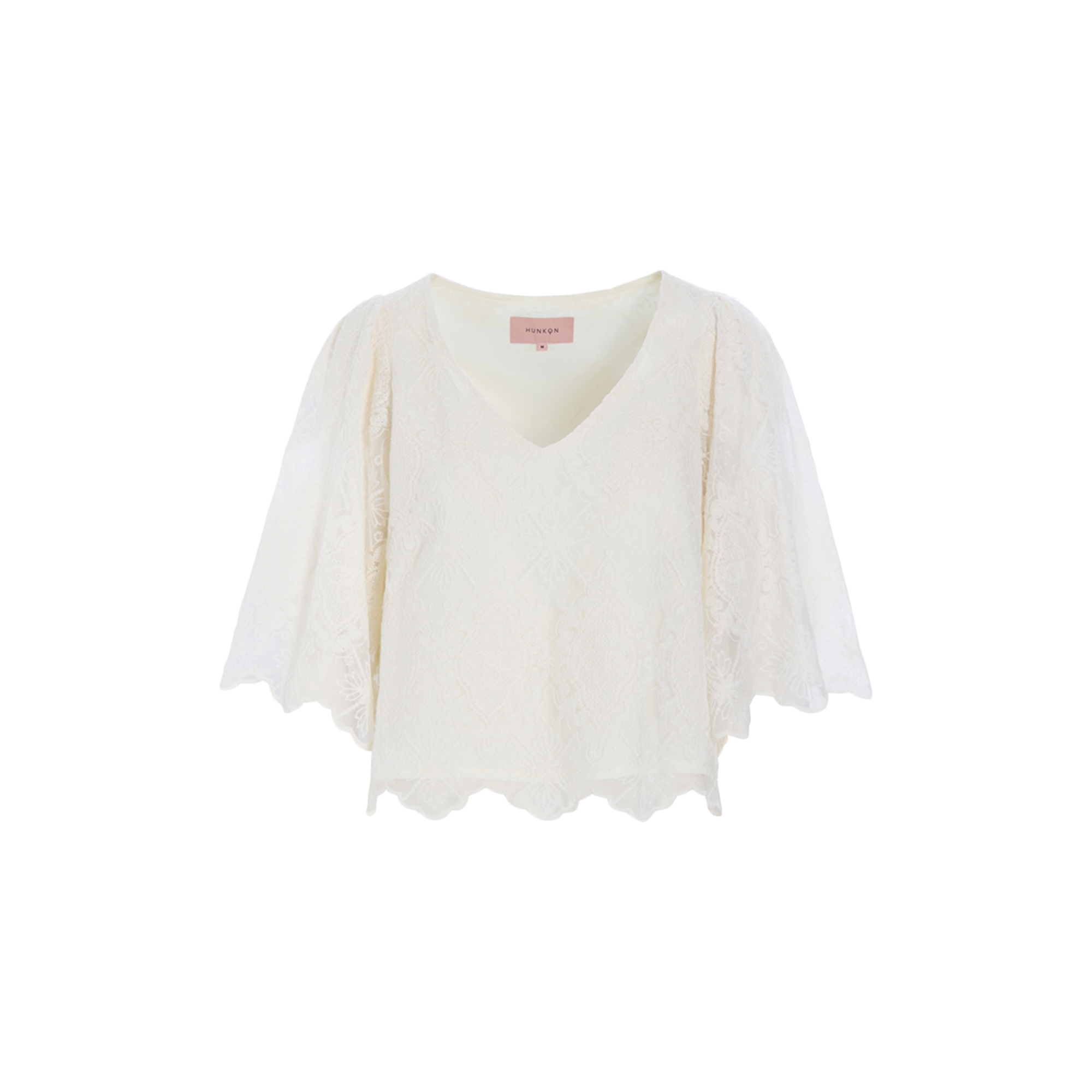 HUNKØN - Lulu Lace Blouse, cream lace - Str. S