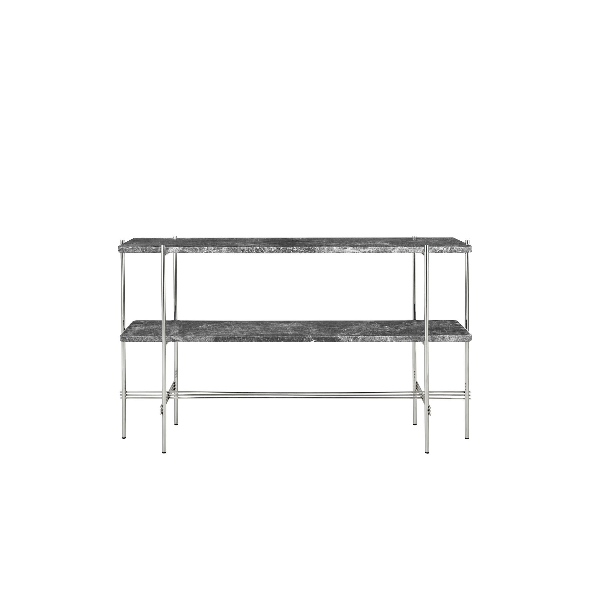 GUBI - TS Console with 2 Racks, grey emperador marble/steel