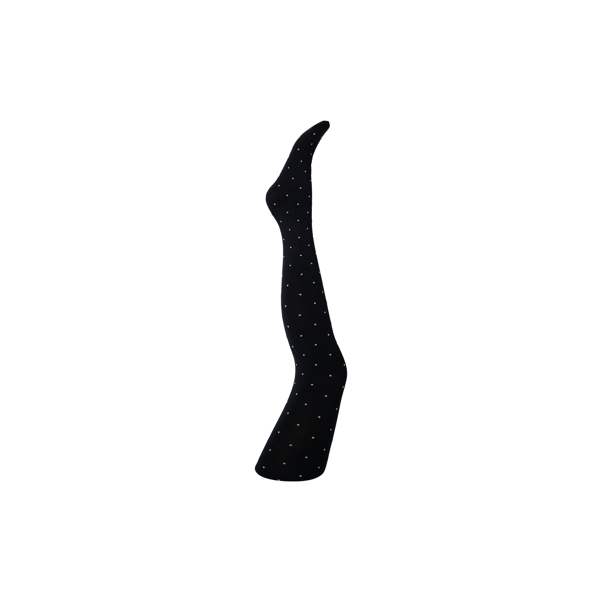 A MOÌ - Agnes black dot tights, black w. light sand dots - 1-XS-M
